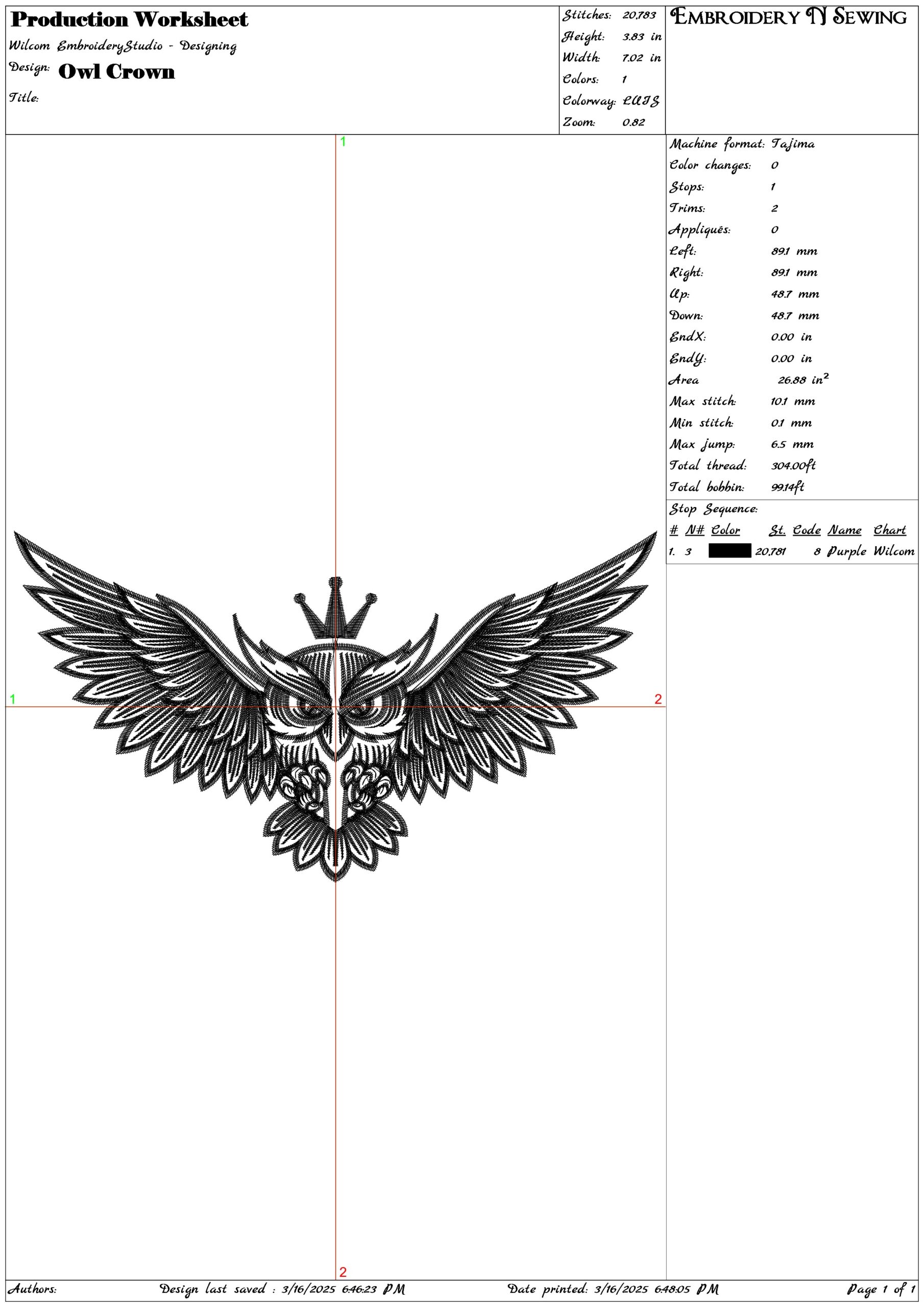 Owl Crown- Elegant embroidery design file - instant download — view 3