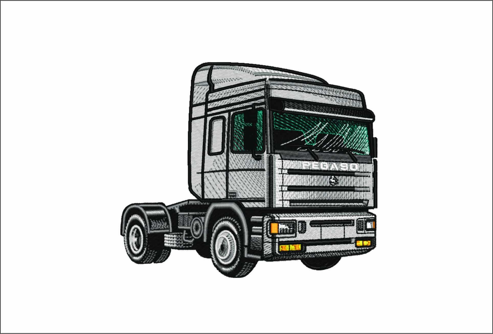 Pegaso Truck cab- Elegant embroidery design file - instant download
