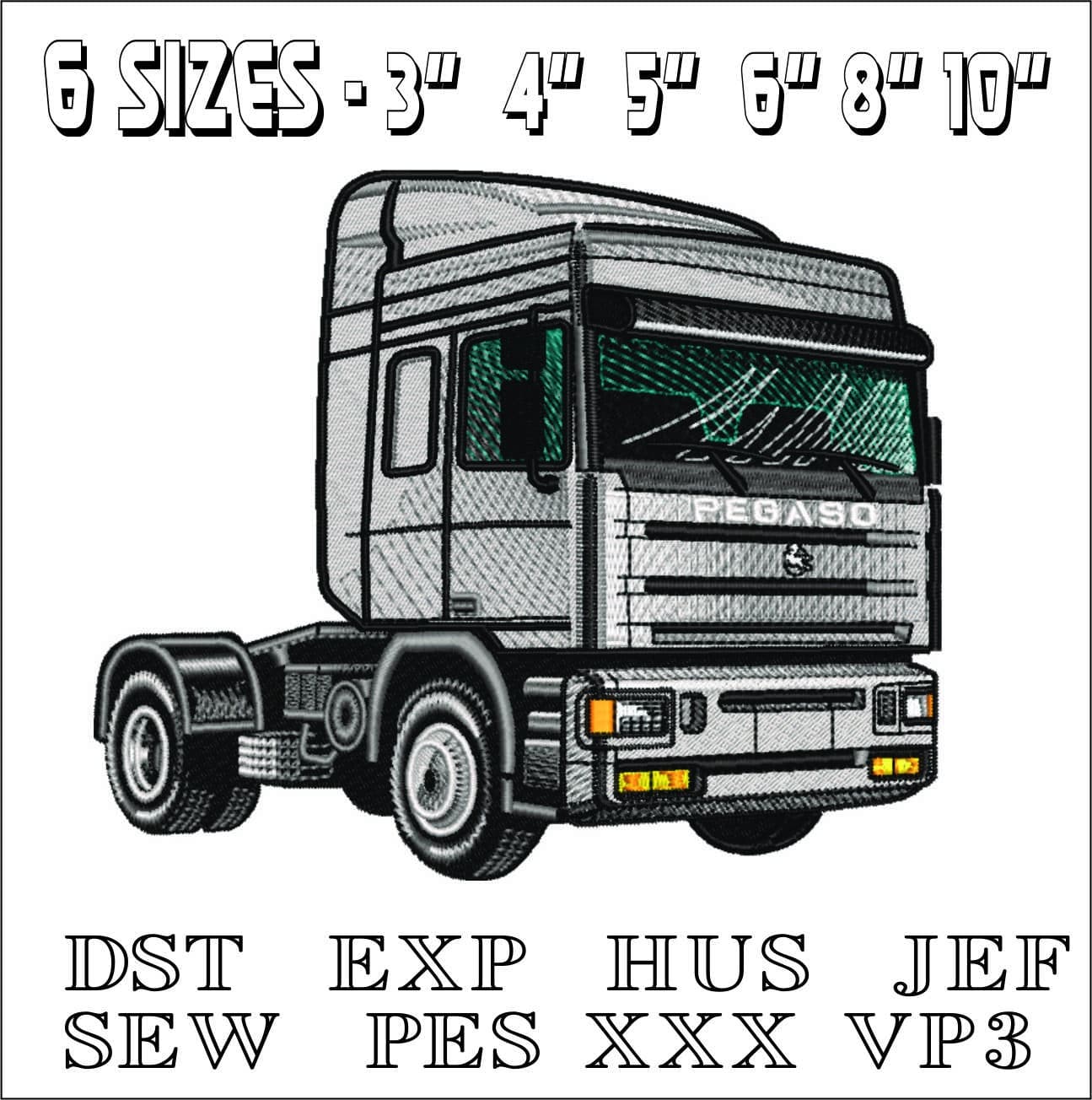 Pegaso Truck cab- Elegant embroidery design file - instant download — view 2