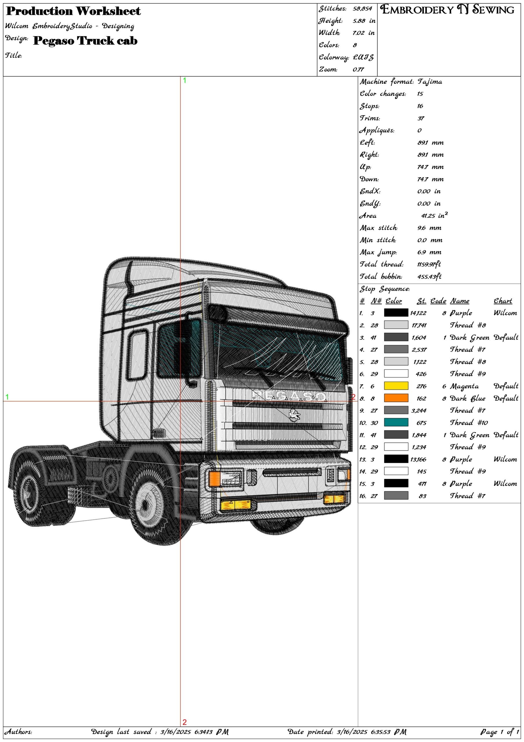 Pegaso Truck cab- Elegant embroidery design file - instant download — view 3