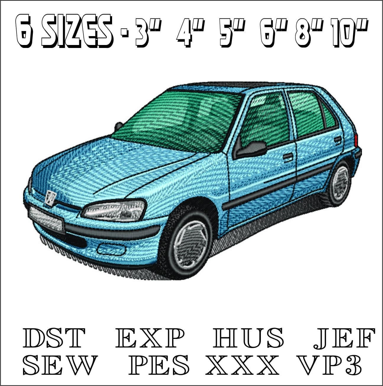 Peugeot 106- Elegant embroidery design file - instant download — view 2
