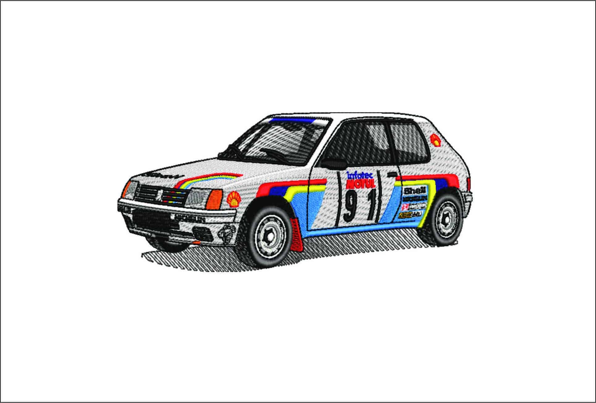Peugeot 106 Rally- Elegant embroidery design file - instant download