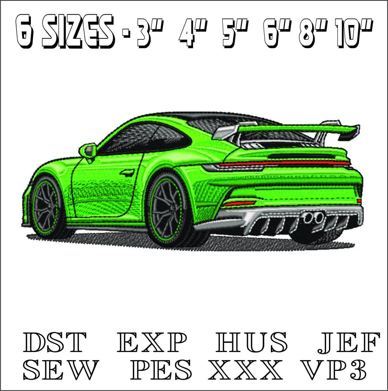 Porsche 911 Rear- Elegant embroidery design file - instant download — view 2