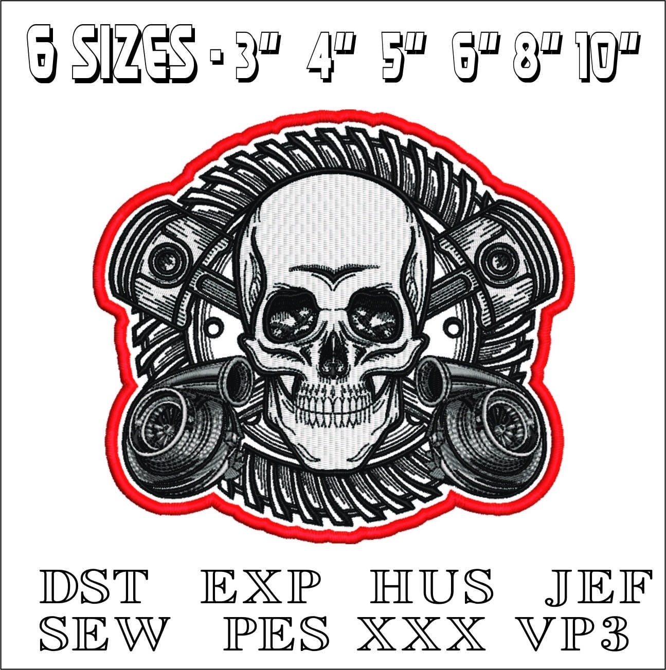 Pistons and Turbos- Elegant embroidery design file - instant download — view 2