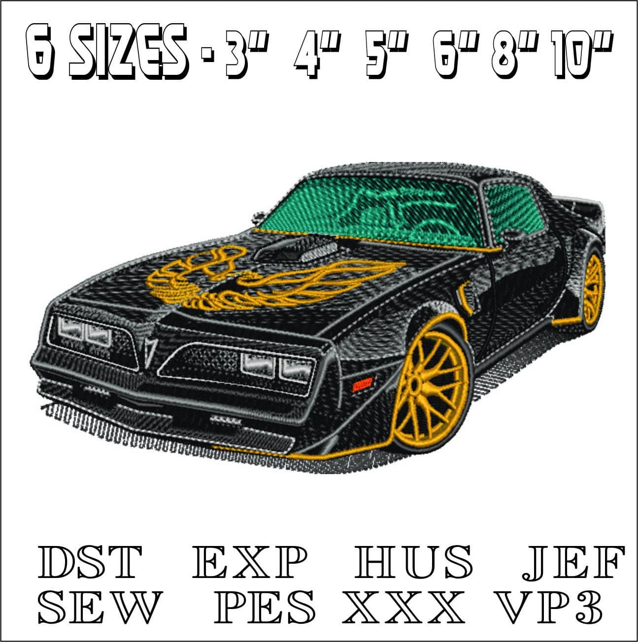 Pontiac Transam Smokey and the Bandit- Elegant embroidery design file - instant download — view 2