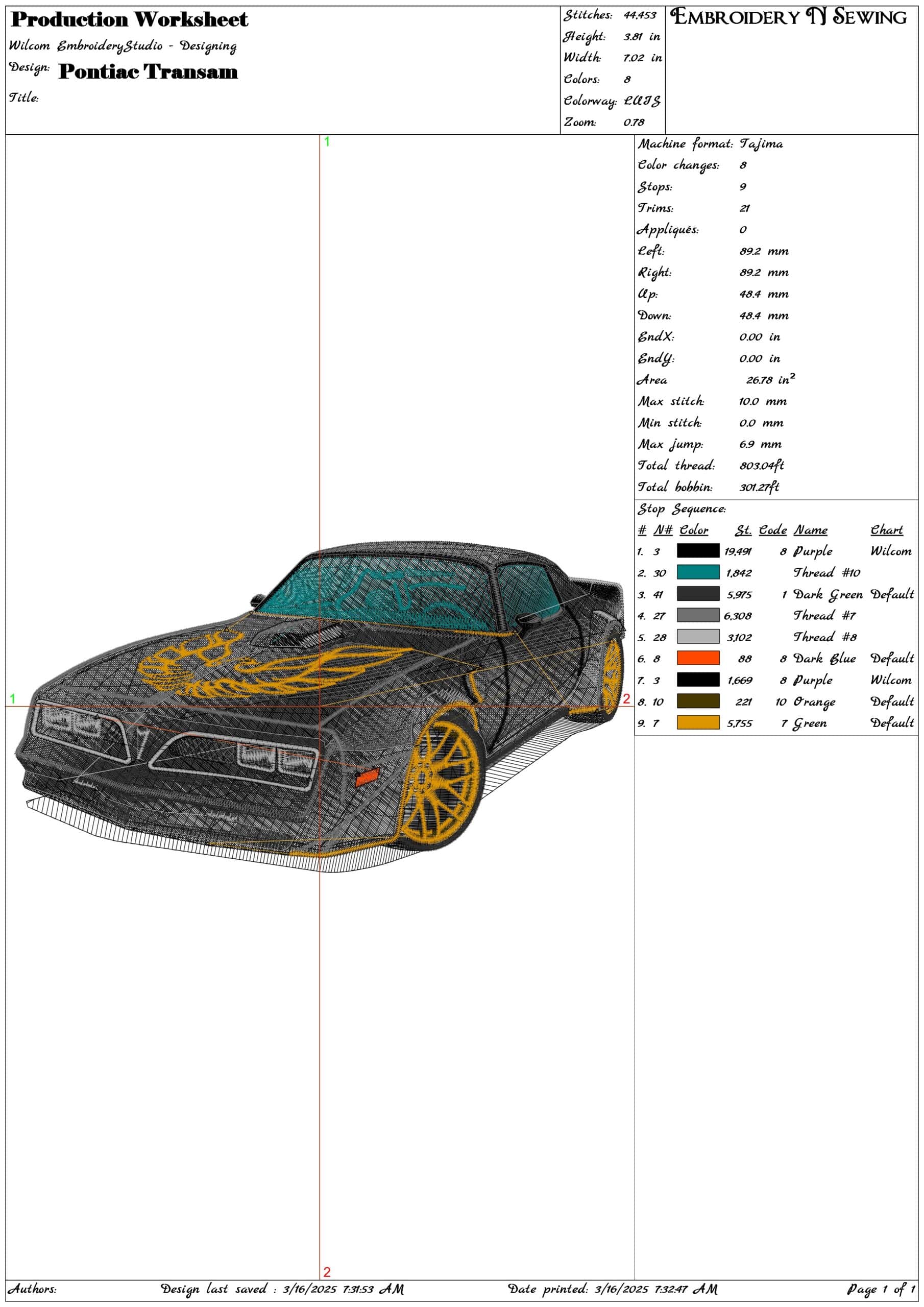 Pontiac Transam Smokey and the Bandit- Elegant embroidery design file - instant download — view 3