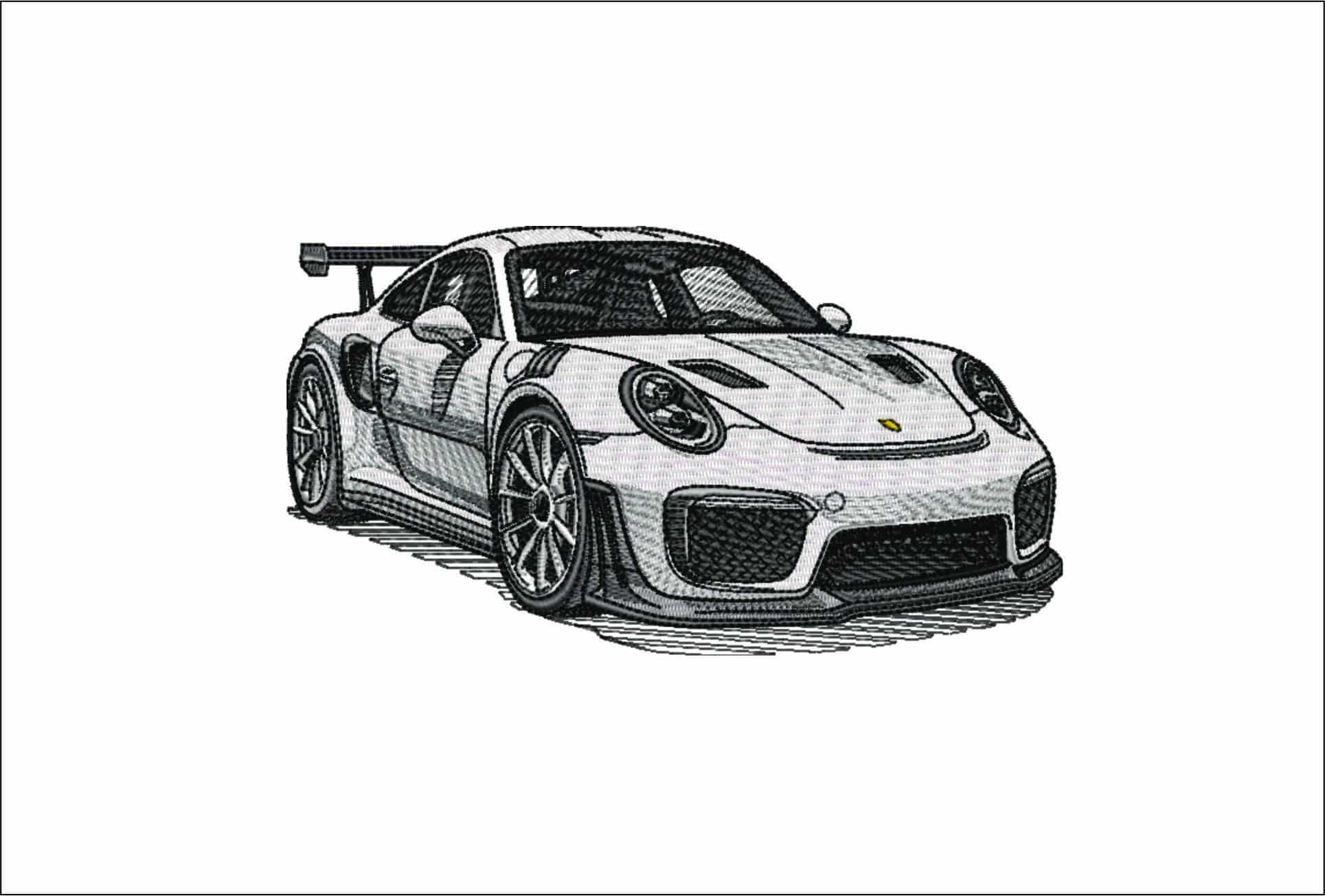 Porsche 911 side white- Elegant embroidery design file - instant download
