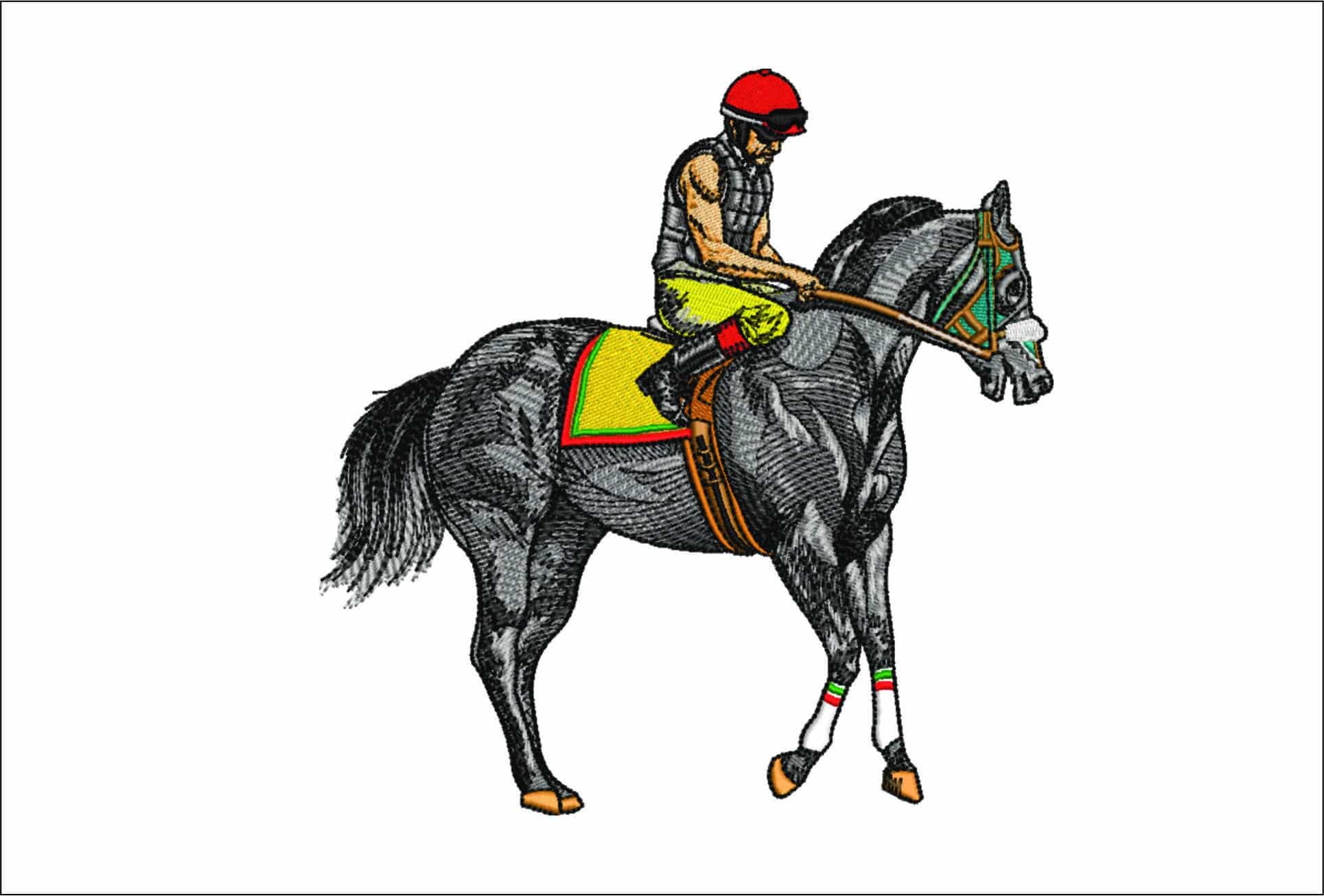 Race Horse and Rider- Elegant embroidery design file - instant download