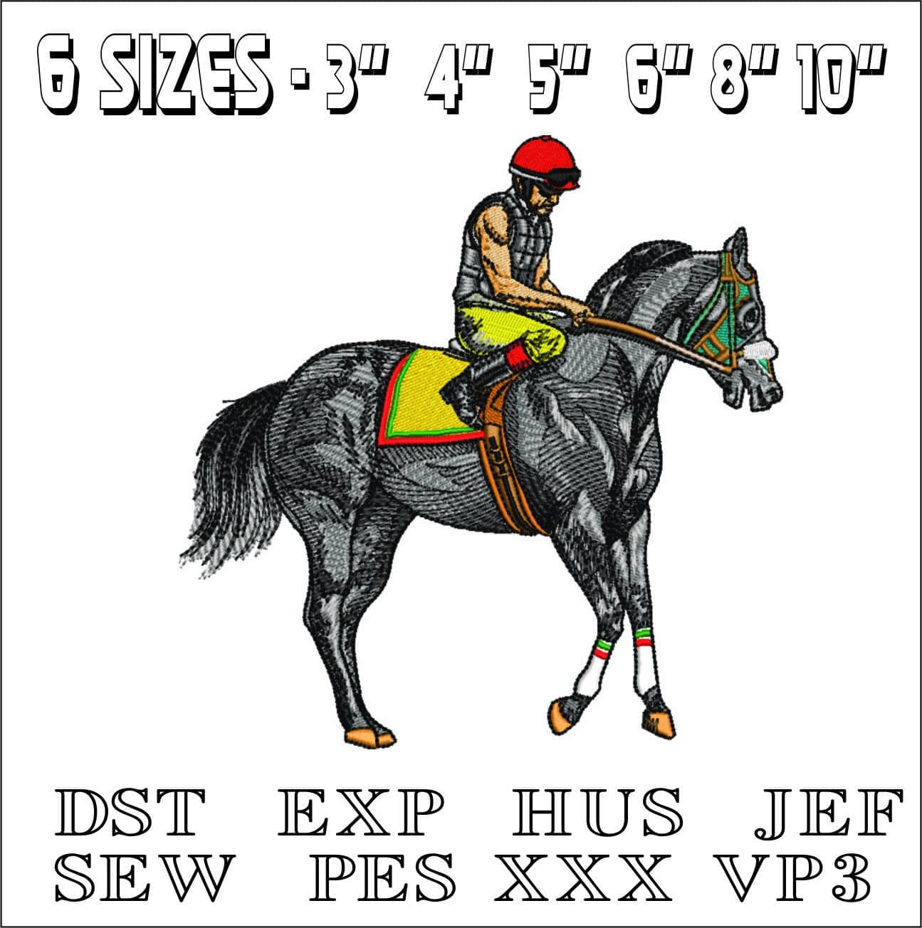 Race Horse and Rider- Elegant embroidery design file - instant download — view 2