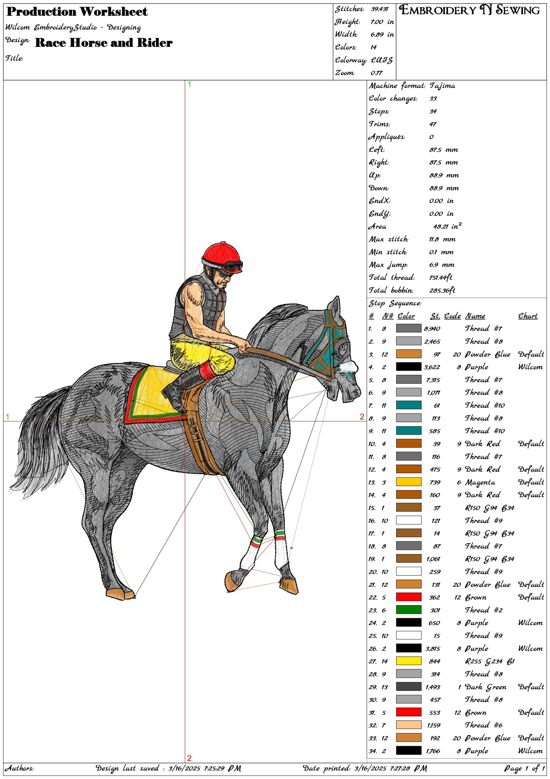 Race Horse and Rider- Elegant embroidery design file - instant download — view 3