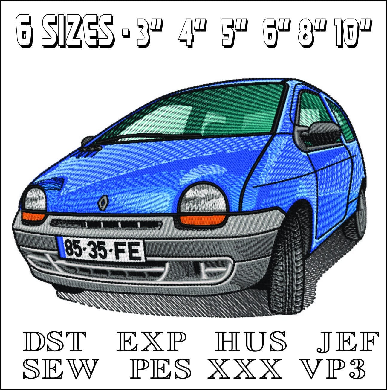 Renault Twingo- Elegant embroidery design file - instant download — view 2