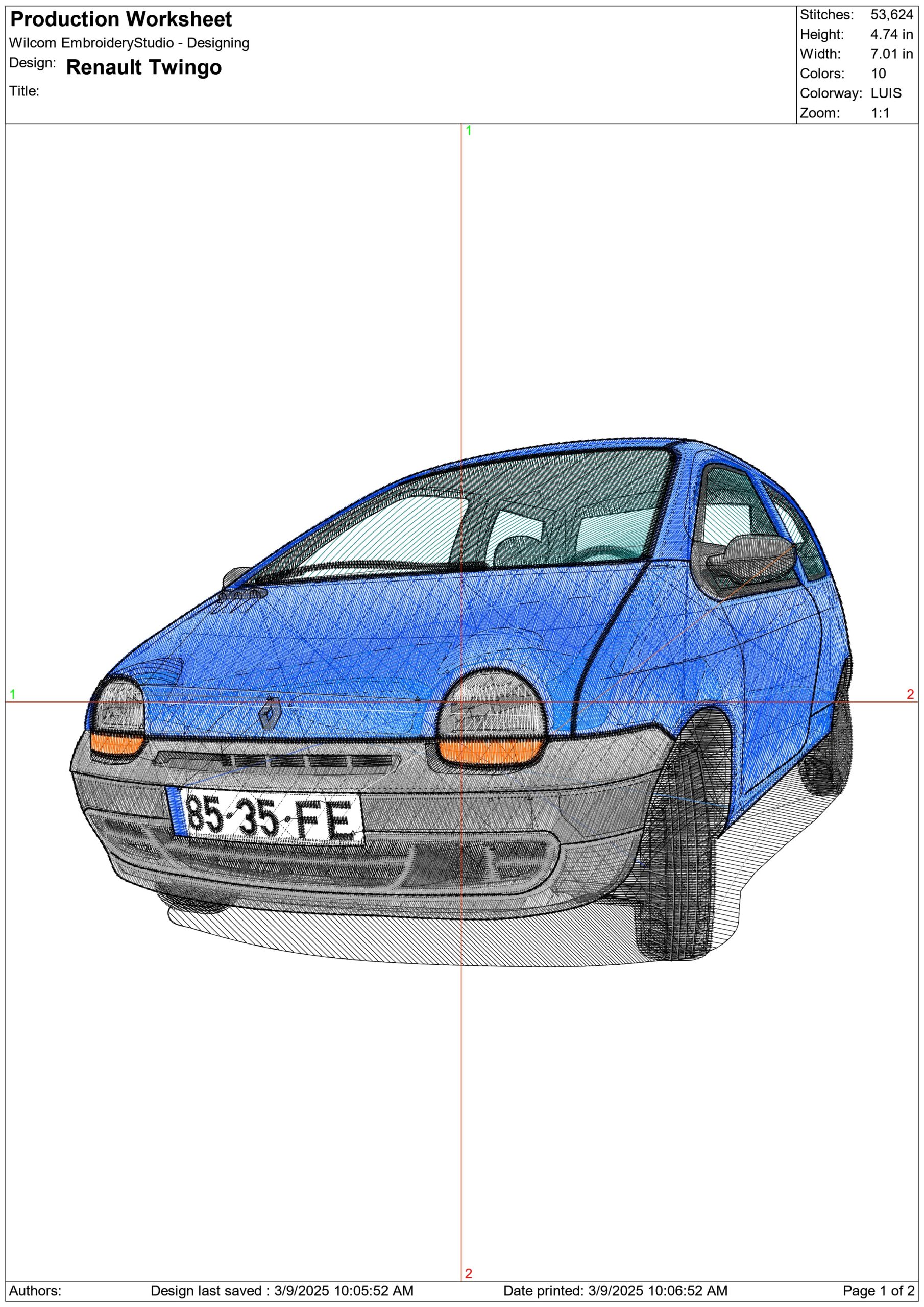 Renault Twingo- Elegant embroidery design file - instant download — view 3