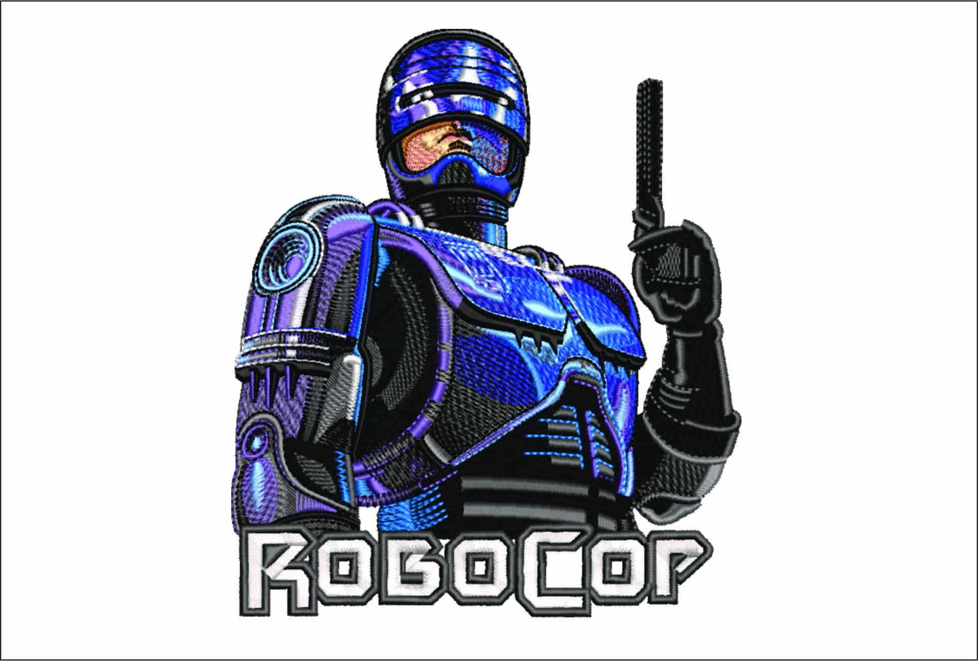 Robot Cop with text- Elegant embroidery design file - instant download