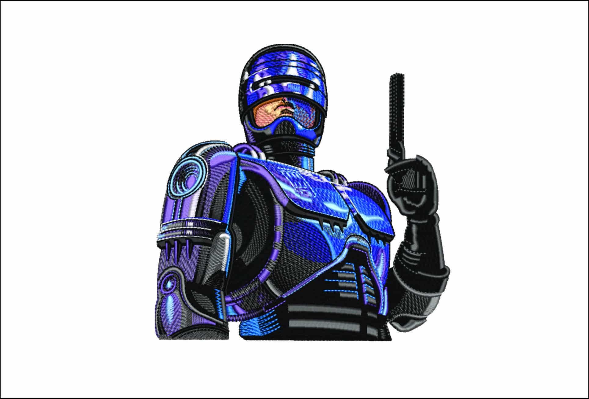 Robot Cop- Elegant embroidery design file - instant download