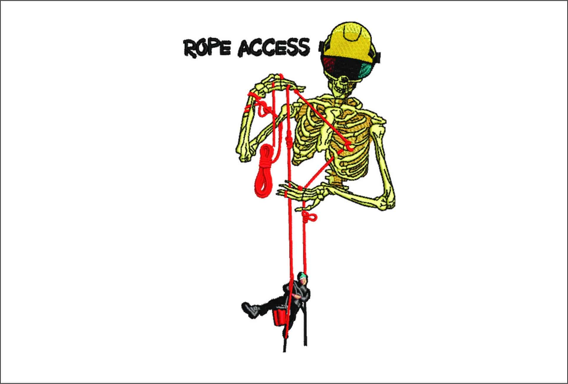 Rope Access Skeleton- Elegant embroidery design file - instant download