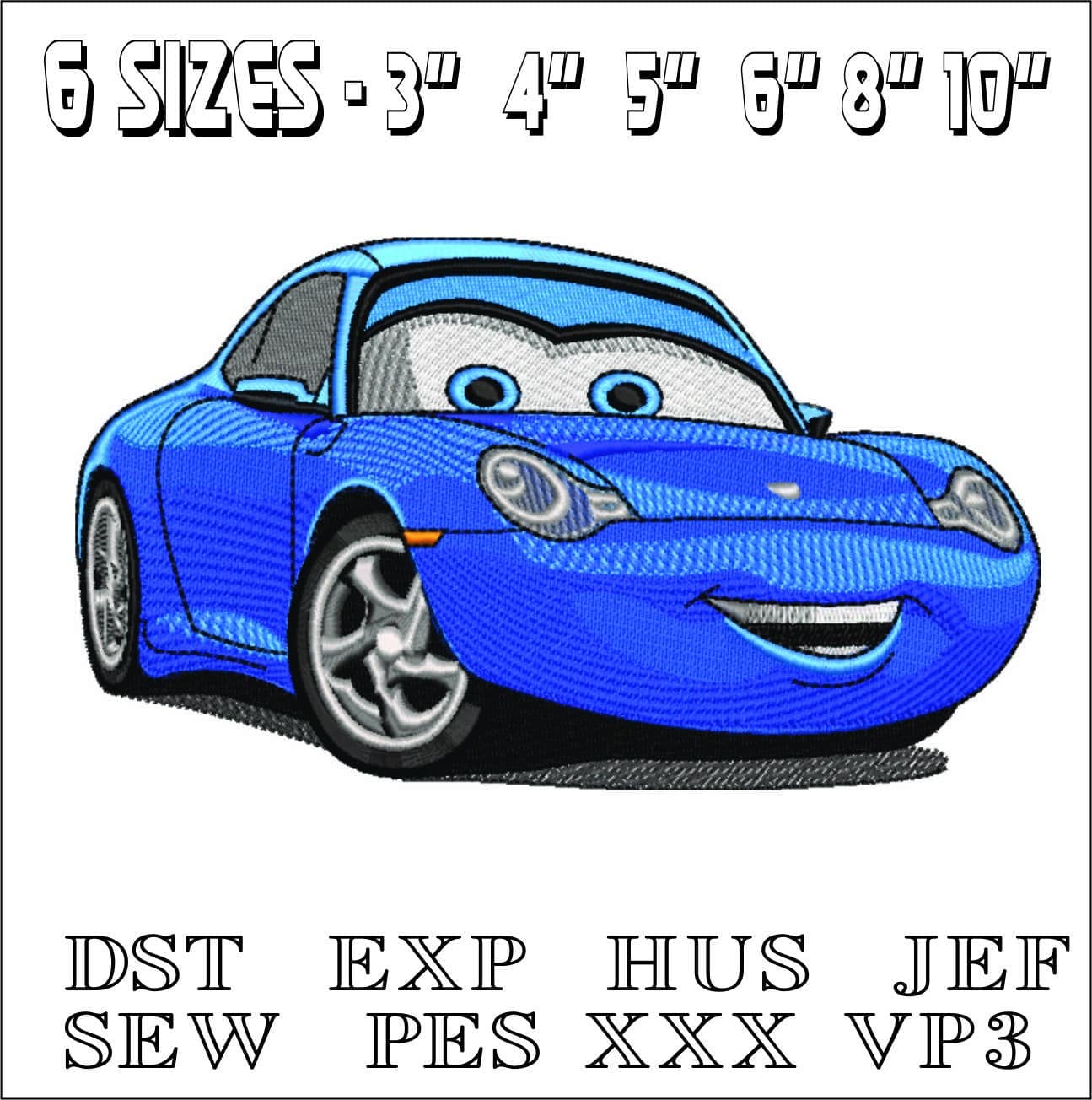 Sally Carrera - Cars- Elegant embroidery design file - instant download — view 2
