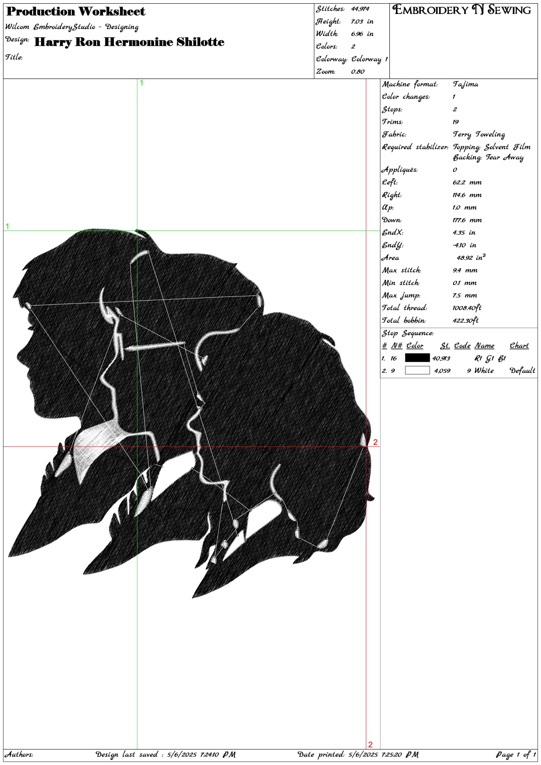 Harry Potter Hermione and Ron Silhouette - Unique Harry Potter Design - High Quality embroidery design file - instant download — view 3