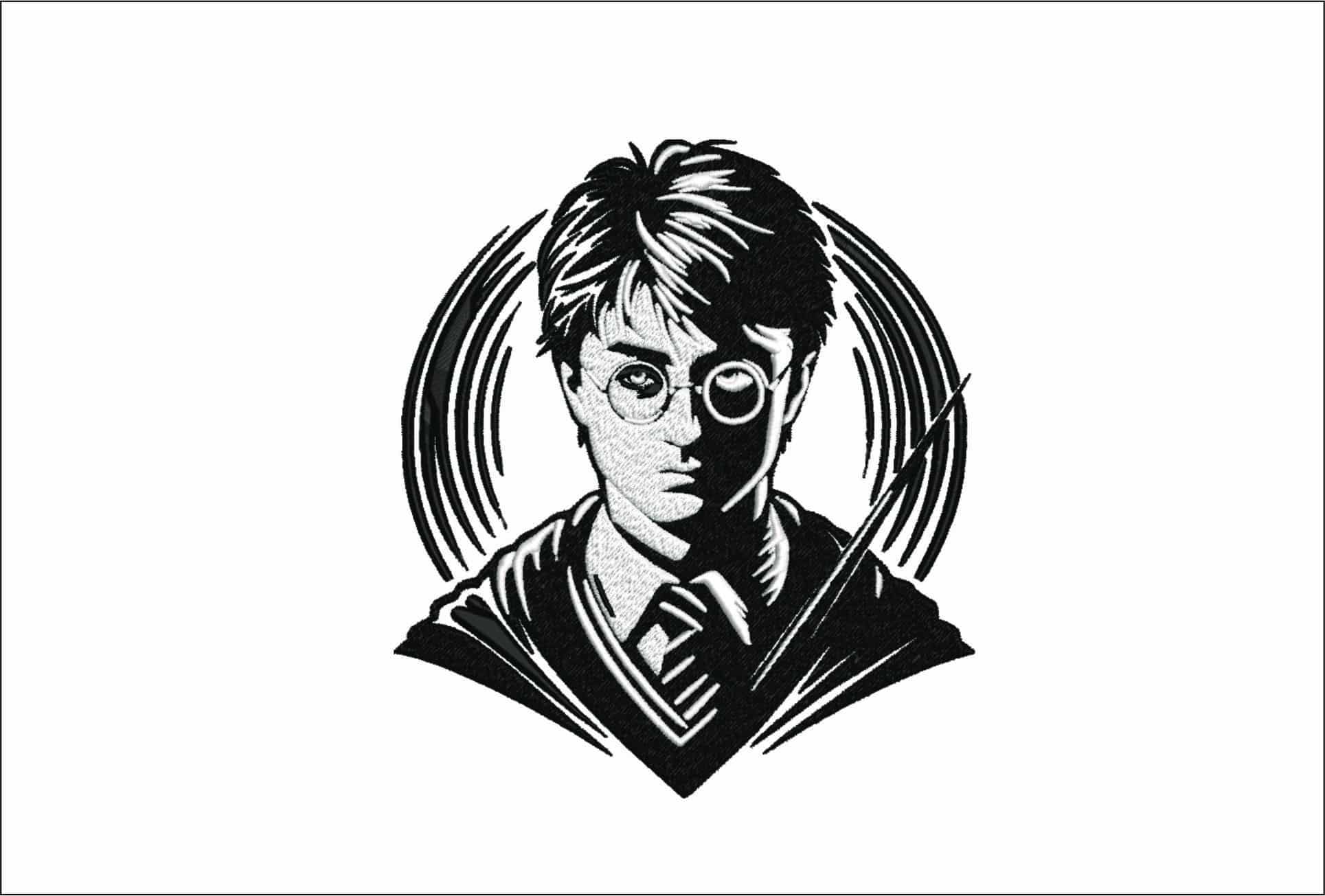 Harry Potter Black and White - Unique Harry Potter Design - High Quality embroidery design file - instant download