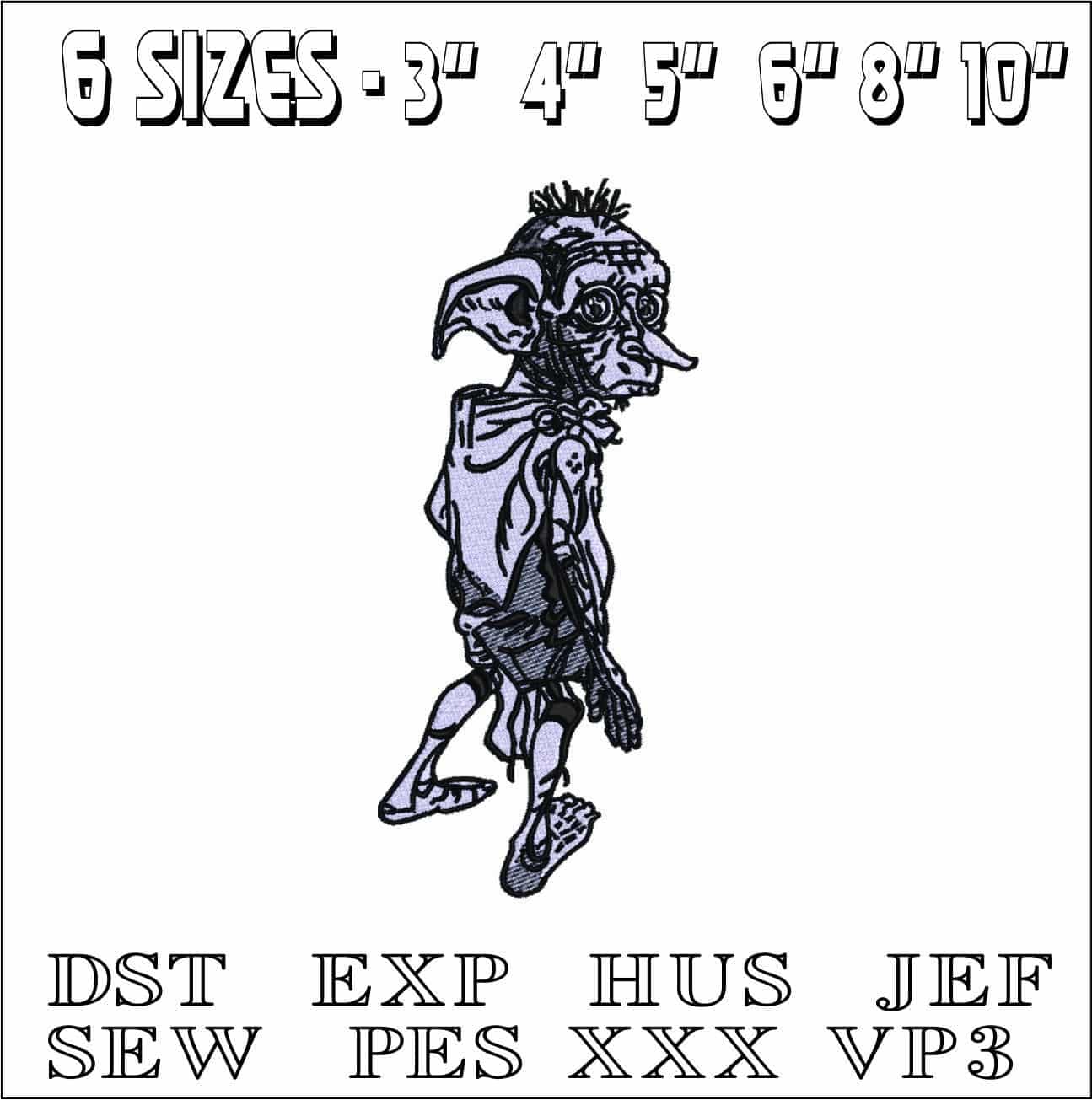 Harry Potter Dobby the House Elf - Unique Harry Potter Design - High Quality embroidery design file - instant download — view 2