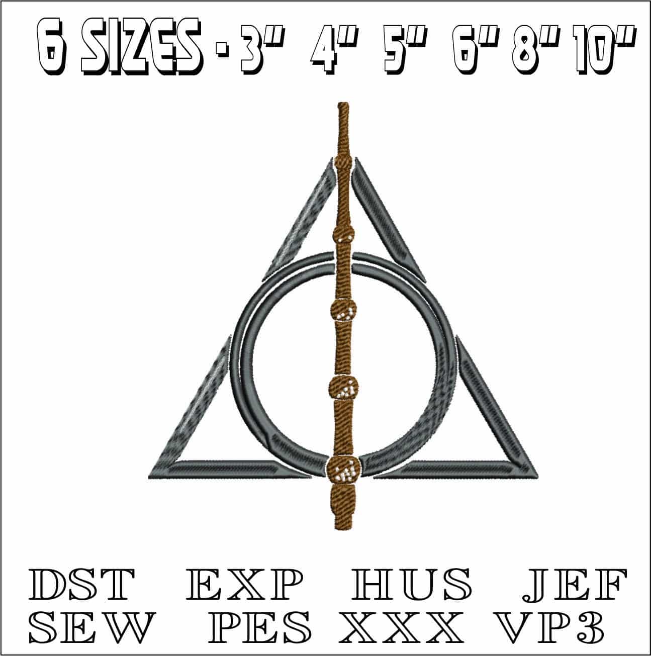 Harry Potter Deathly Hallows - Unique Harry Potter Design - High Quality embroidery design file - instant download — view 2