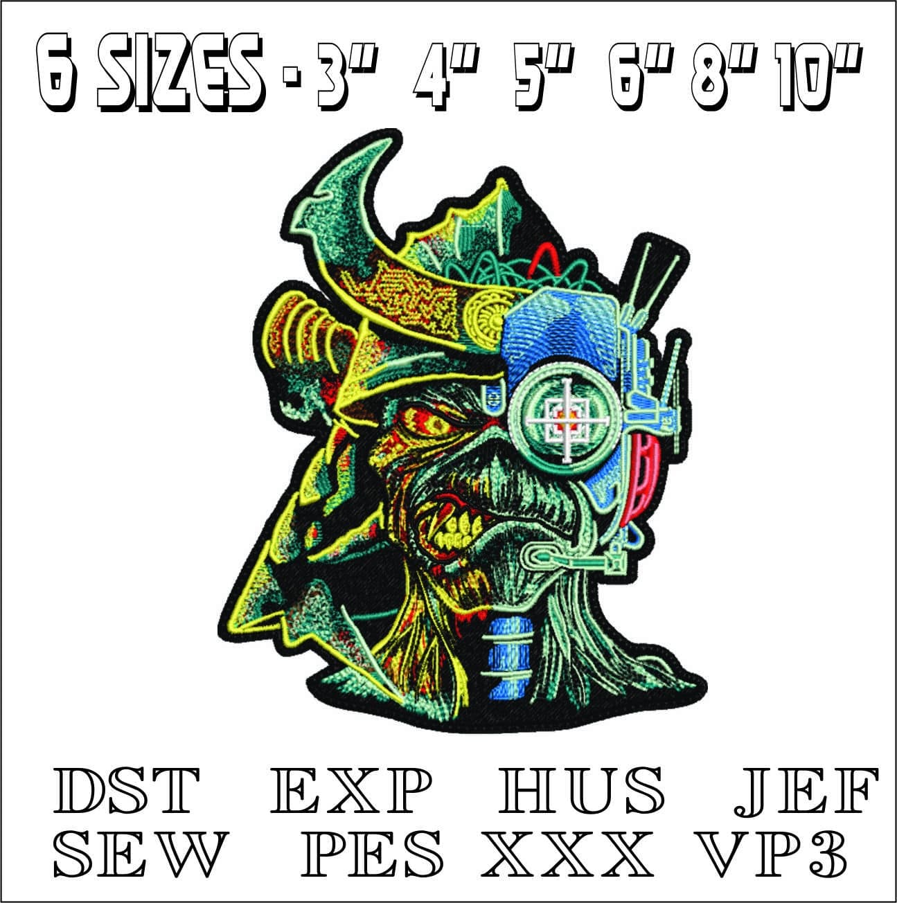 Samurai Eddie Iron Maiden- Elegant embroidery design file - instant download — view 2
