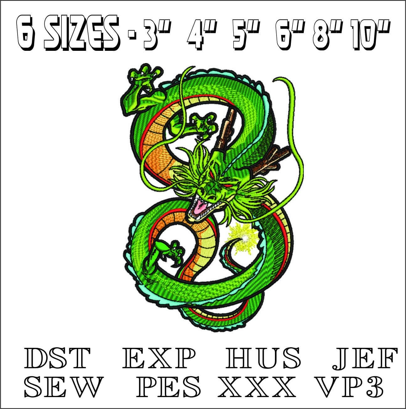 Sheng Long Dragon Ball- Elegant embroidery design file - instant download — view 2