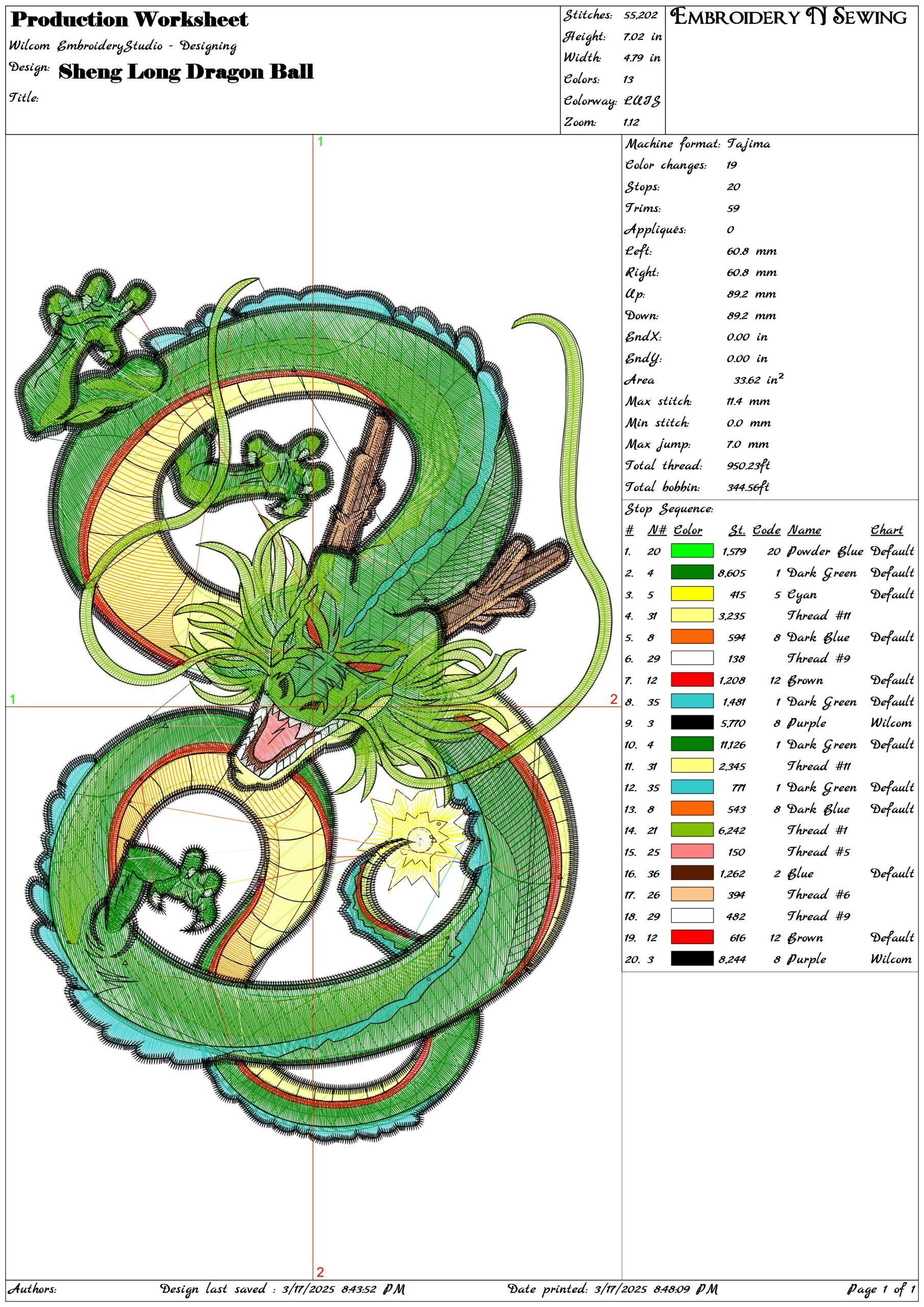 Sheng Long Dragon Ball- Elegant embroidery design file - instant download — view 3
