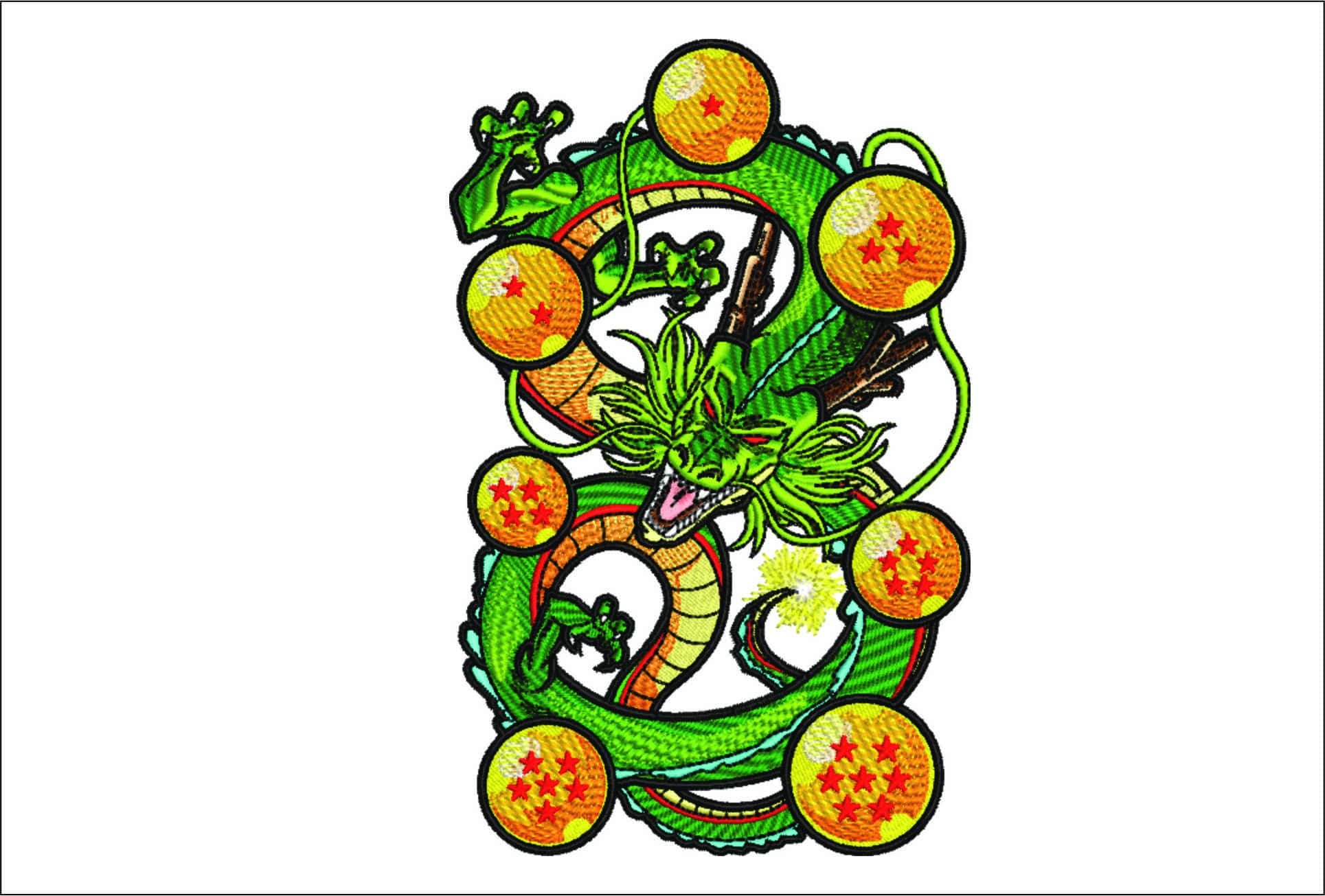 Sheng Long with Star Balls Dragon Ball- Elegant embroidery design file - instant download