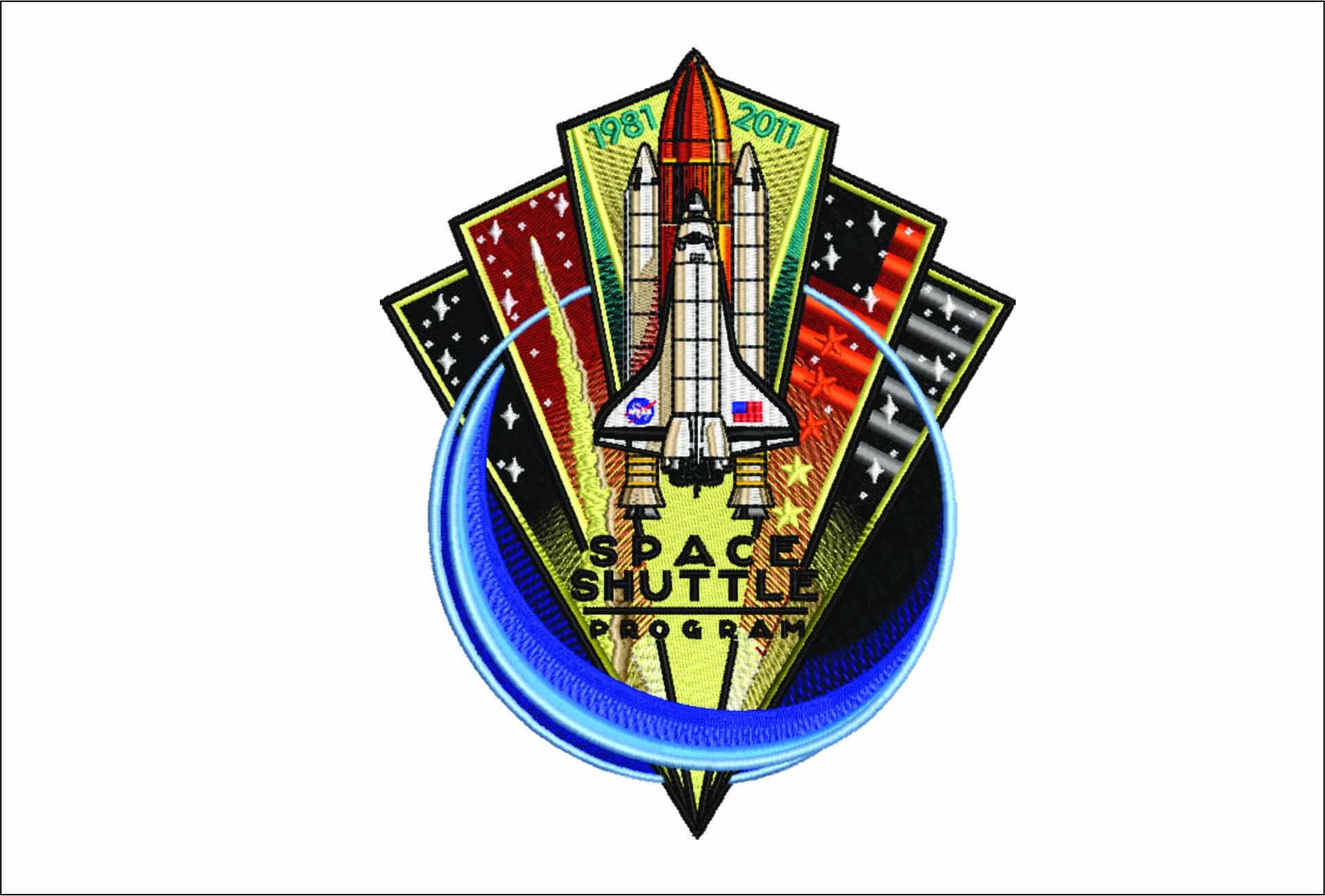 Space Shuttle Emblem- Elegant embroidery design file - instant download