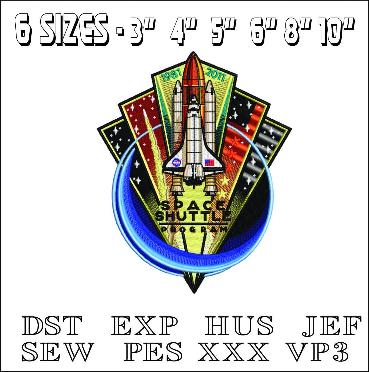 Space Shuttle Emblem- Elegant embroidery design file - instant download — view 2