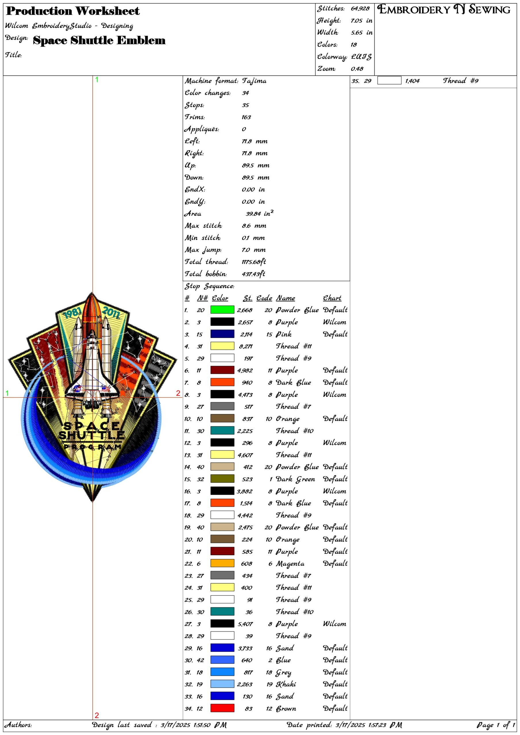 Space Shuttle Emblem- Elegant embroidery design file - instant download — view 3