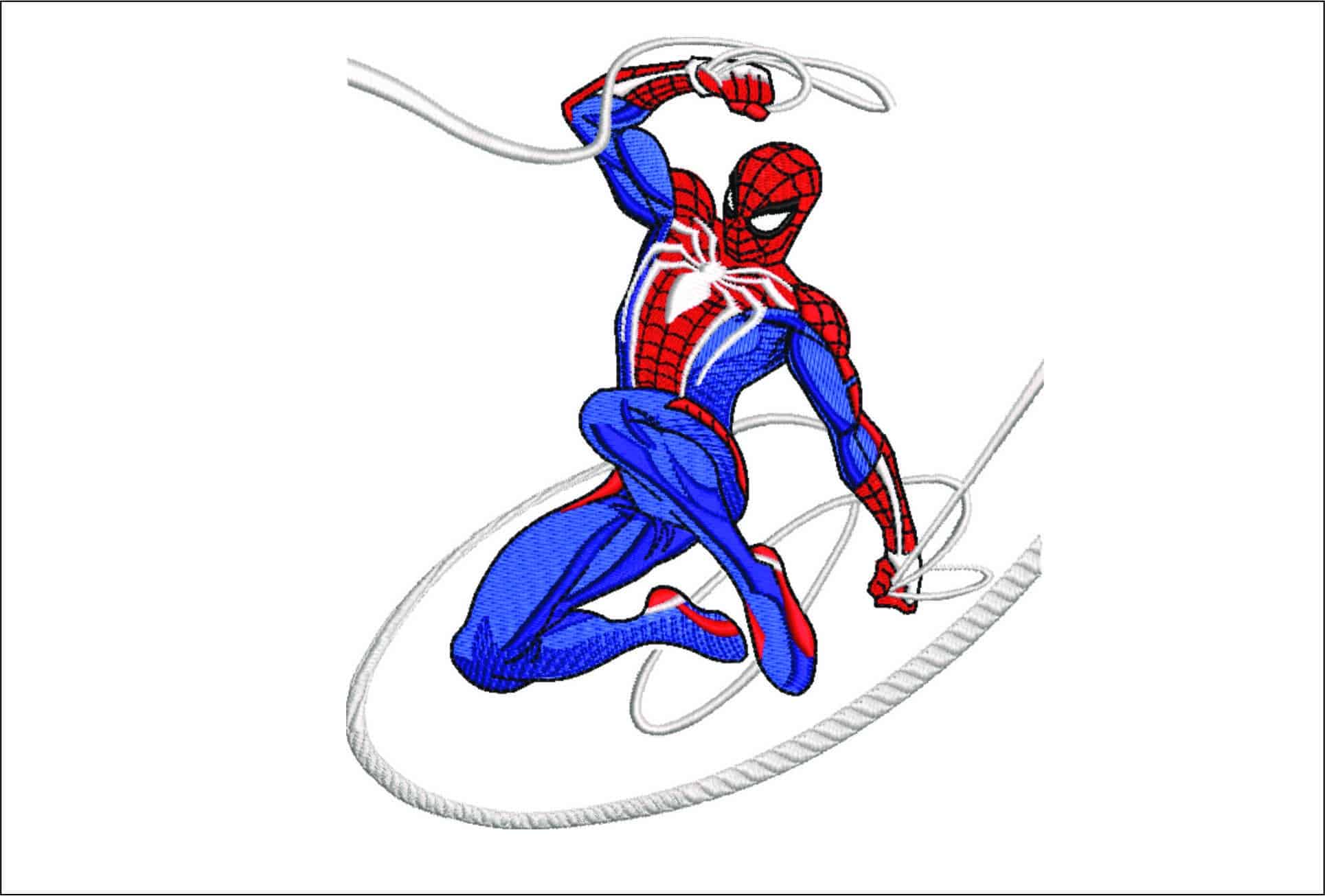 Spiderman swinging on web- Elegant embroidery design file - instant download