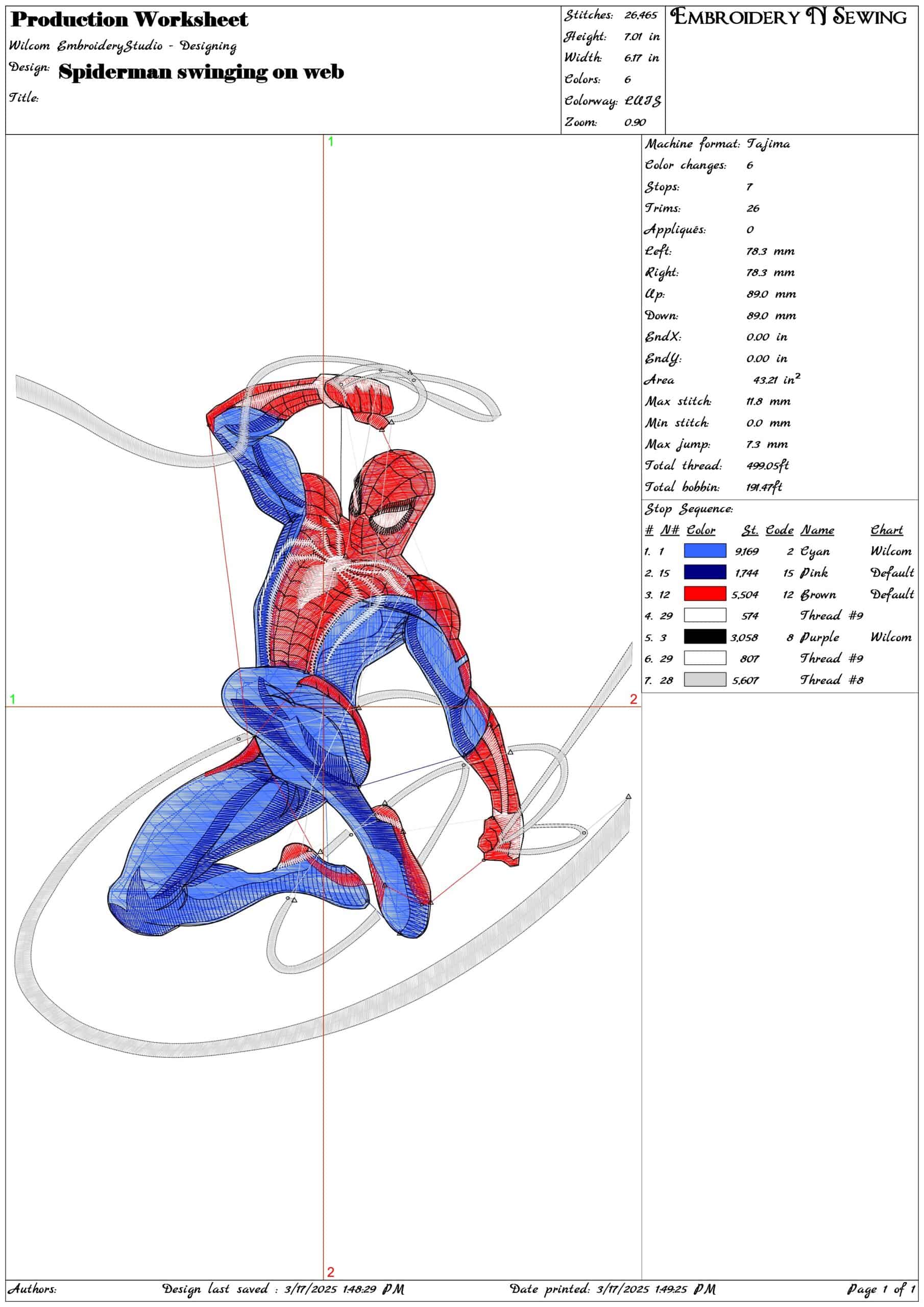 Spiderman swinging on web- Elegant embroidery design file - instant download — view 3