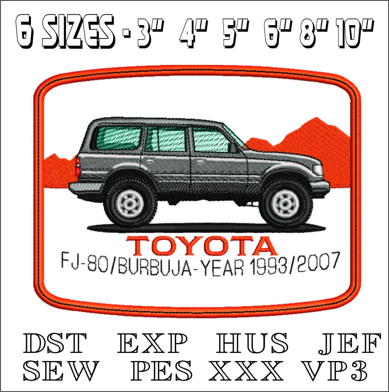 Toyota Burbuja Frame- Elegant embroidery design file - instant download — view 2