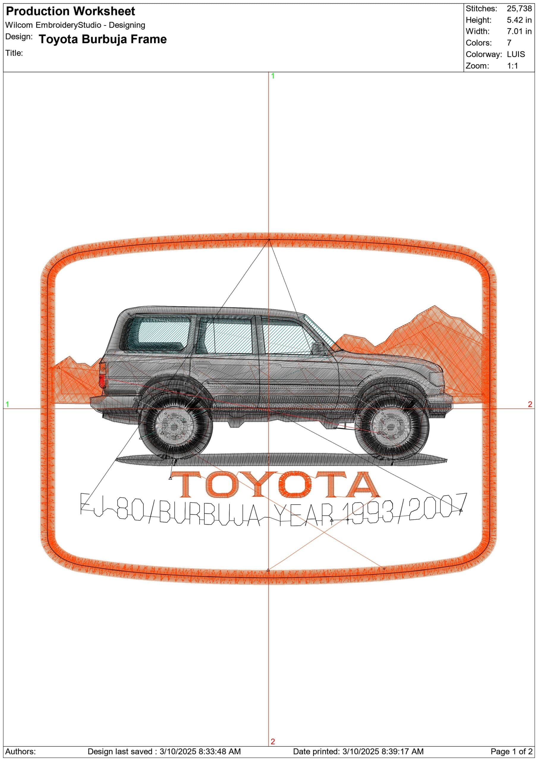 Toyota Burbuja Frame- Elegant embroidery design file - instant download — view 3