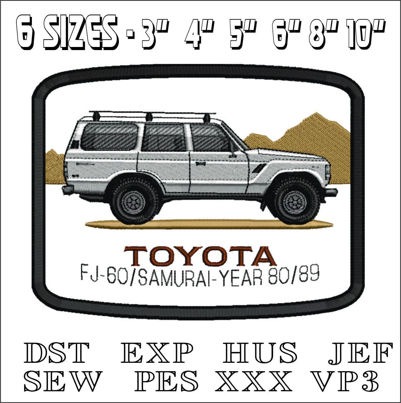 Toyota FJ Samurai- Elegant embroidery design file - instant download — view 2