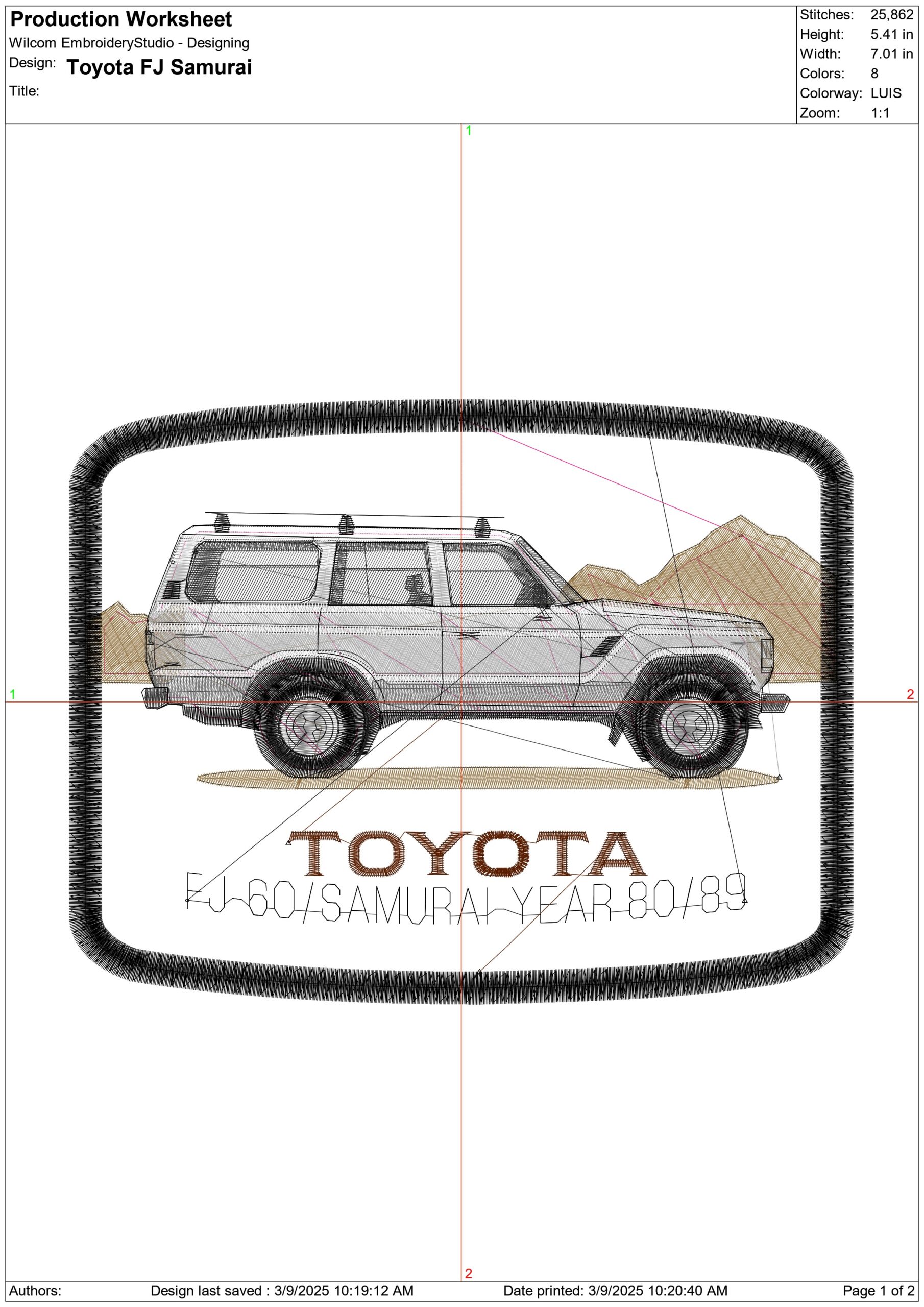 Toyota FJ Samurai- Elegant embroidery design file - instant download — view 3