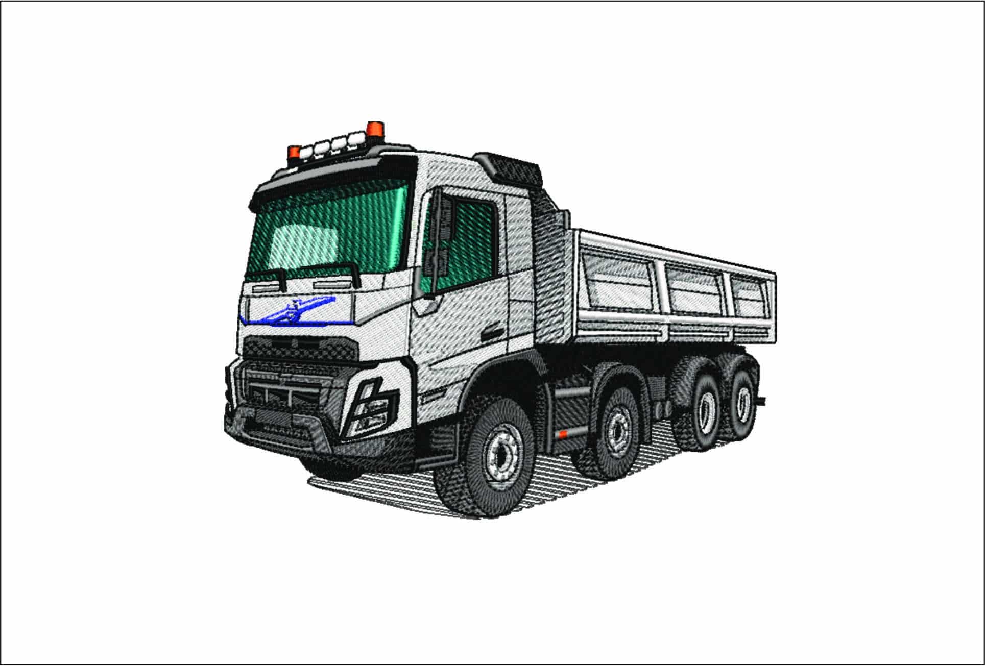 Volvo Consrtuction Truck- Elegant embroidery design file - instant download