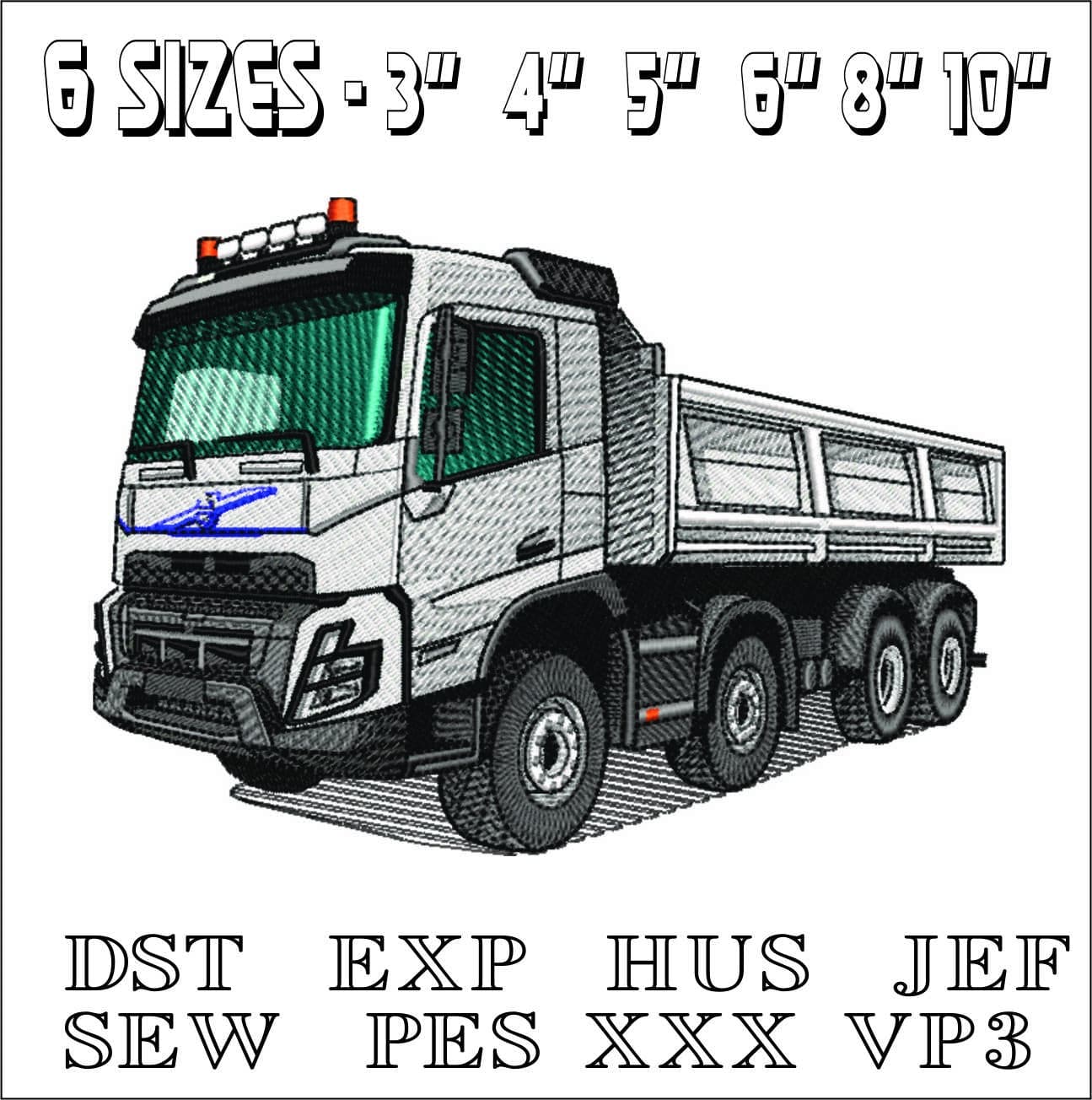 Volvo Consrtuction Truck- Elegant embroidery design file - instant download — view 2