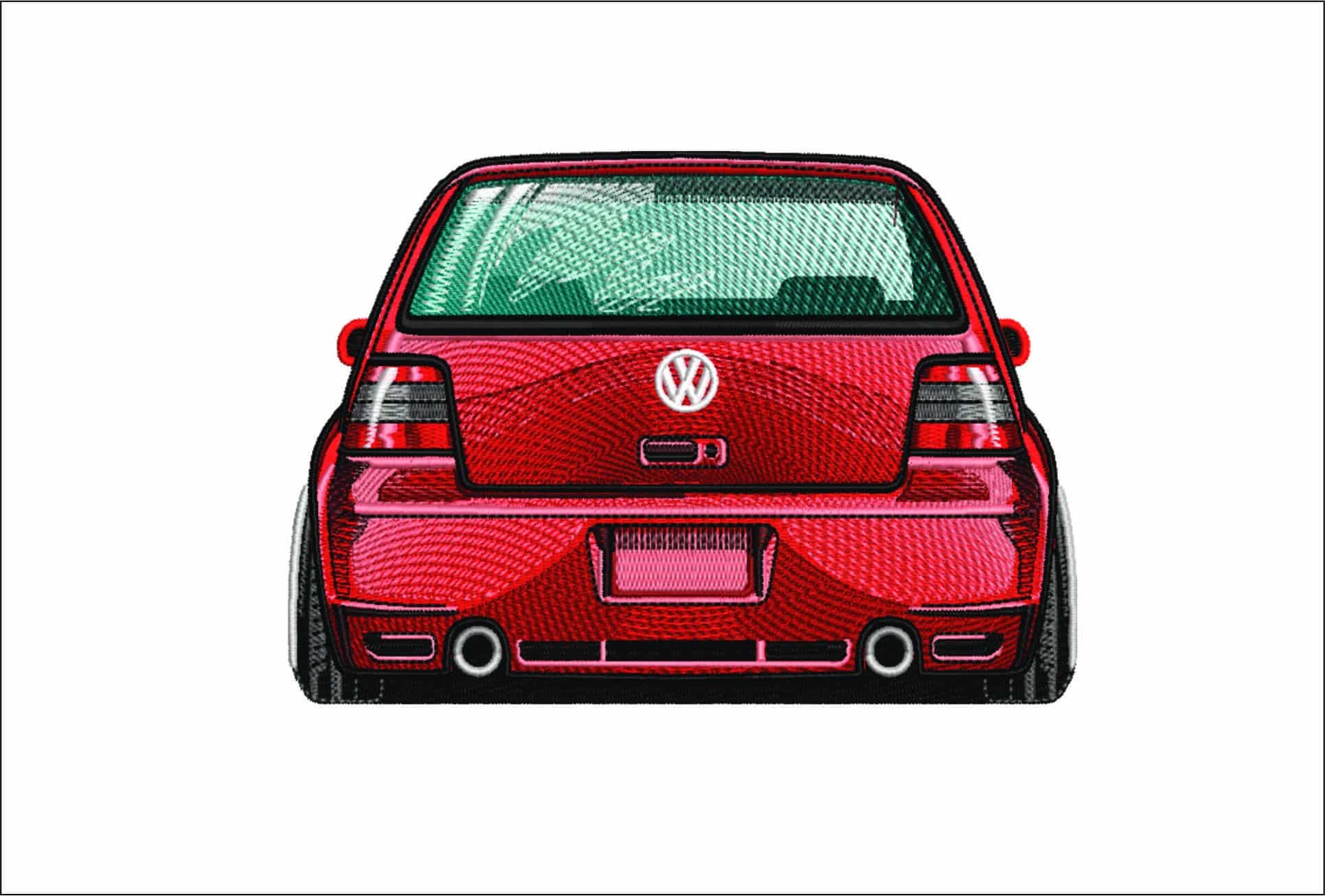 VW Golf GTI MK4 rear- Elegant embroidery design file - instant download