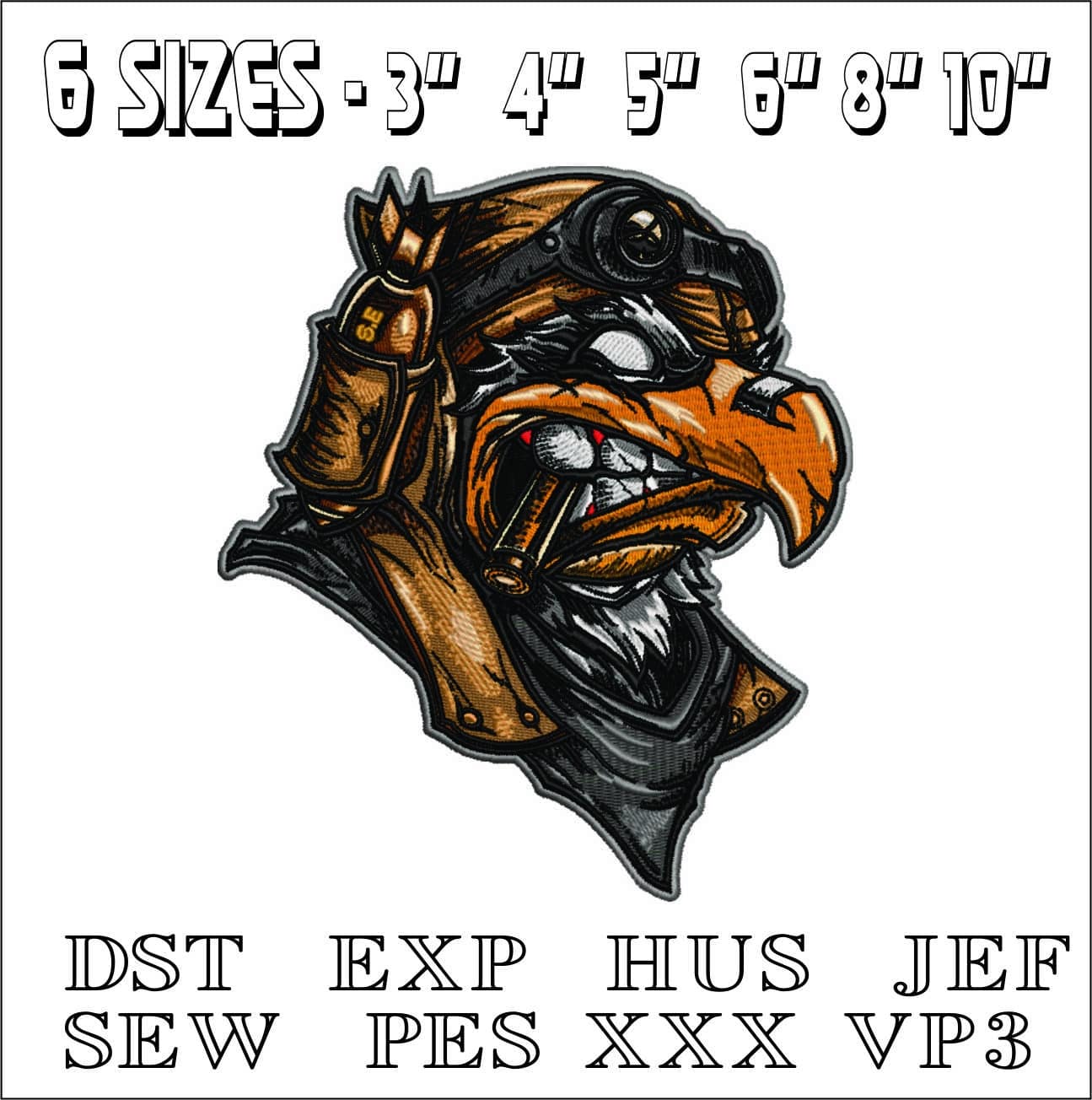 Waring Eagle- Elegant embroidery design file - instant download — view 2
