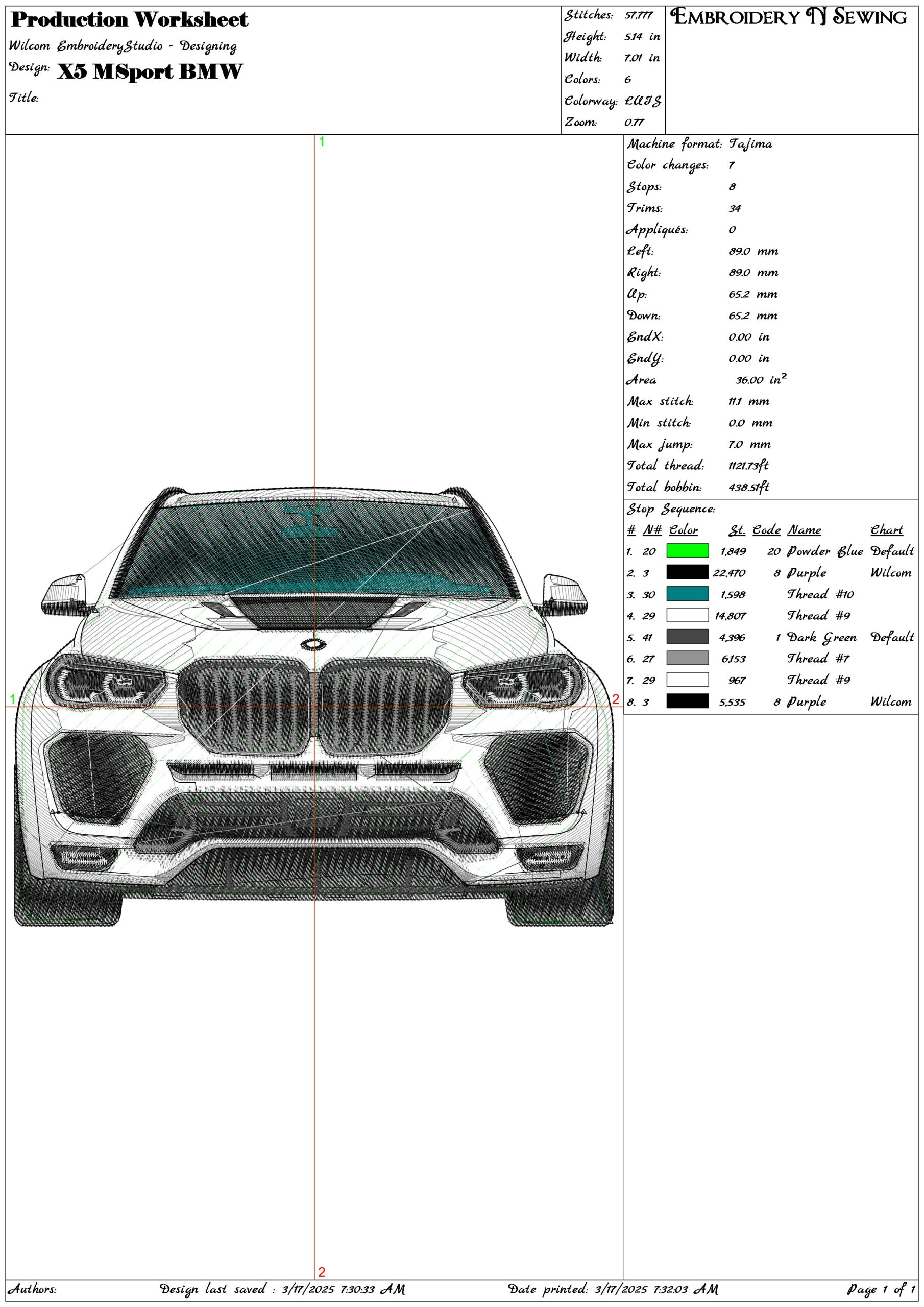 X5 MSport BMW- Elegant embroidery design file - instant download — view 3