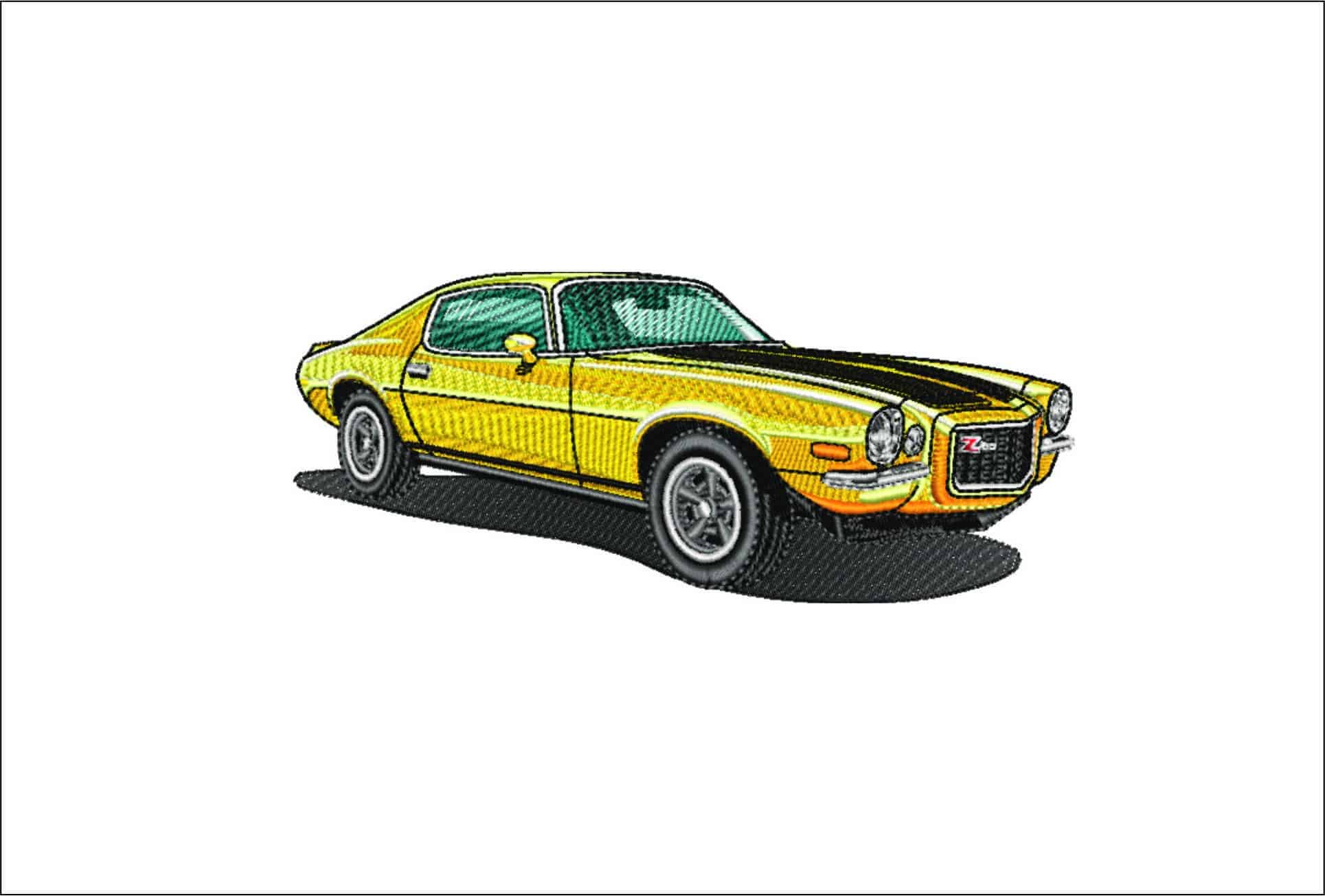 Z28 Camaro Yellow- Elegant embroidery design file - instant download
