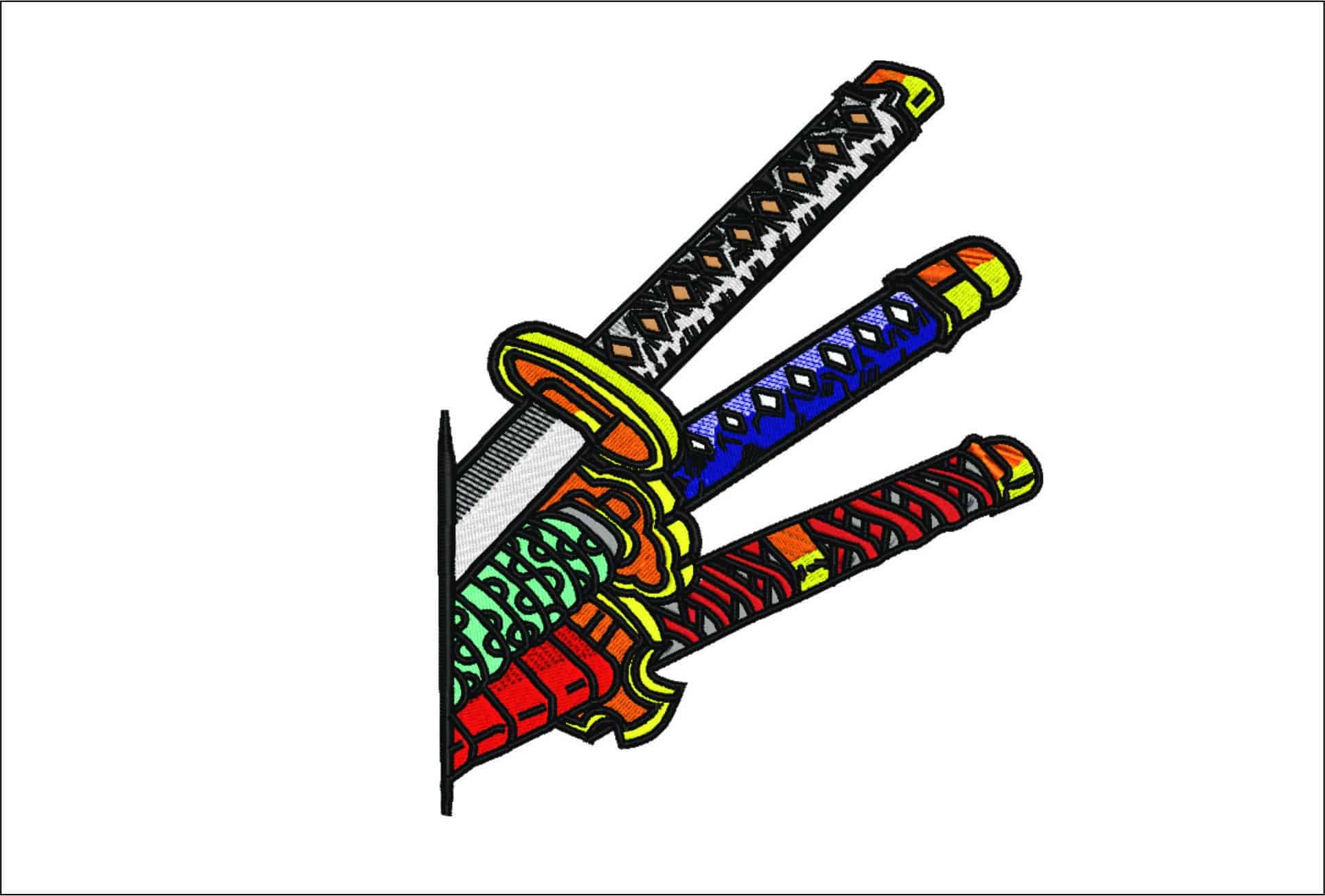 Zoro Swords- Elegant embroidery design file - instant download