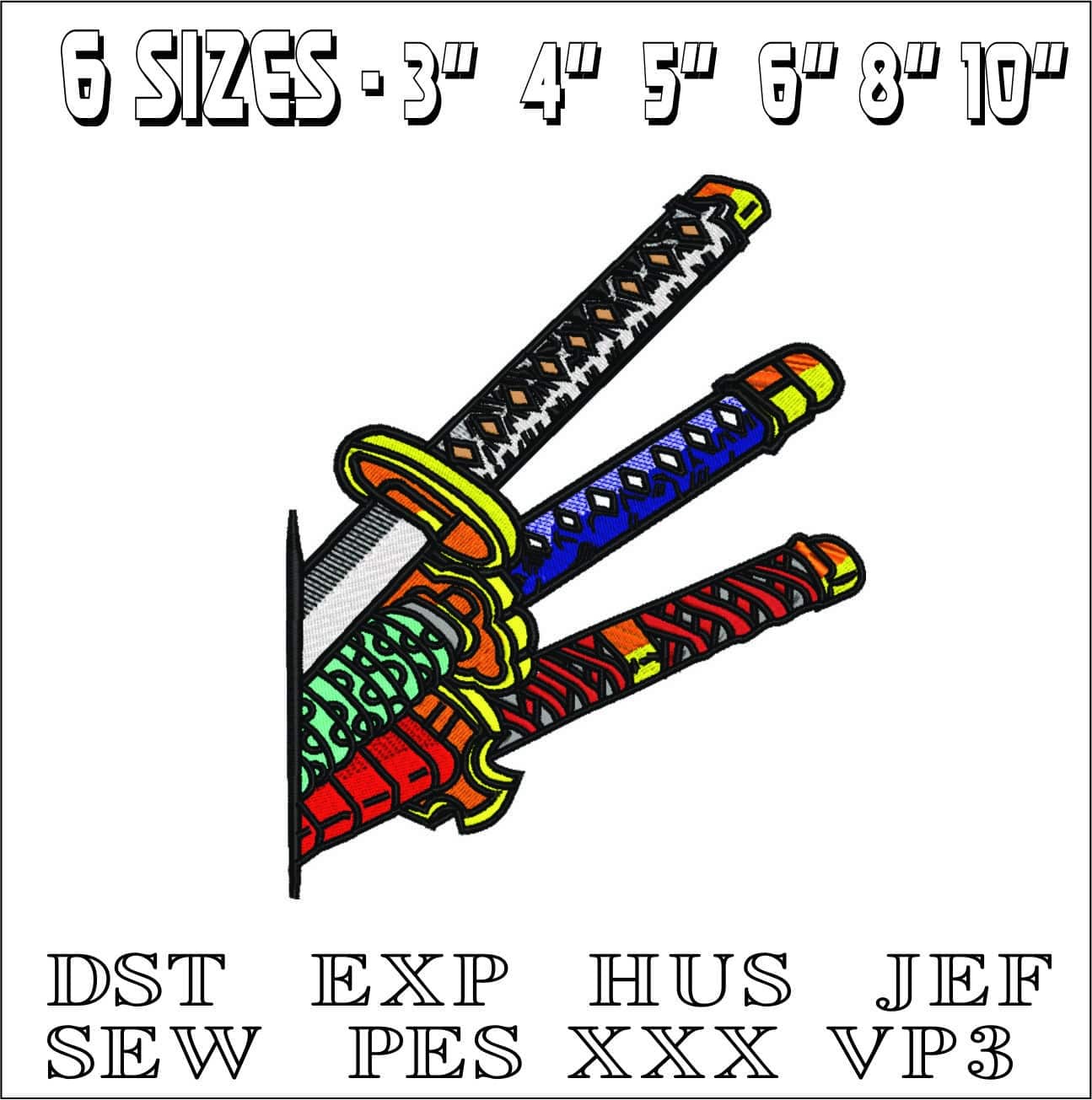 Zoro Swords- Elegant embroidery design file - instant download — view 2