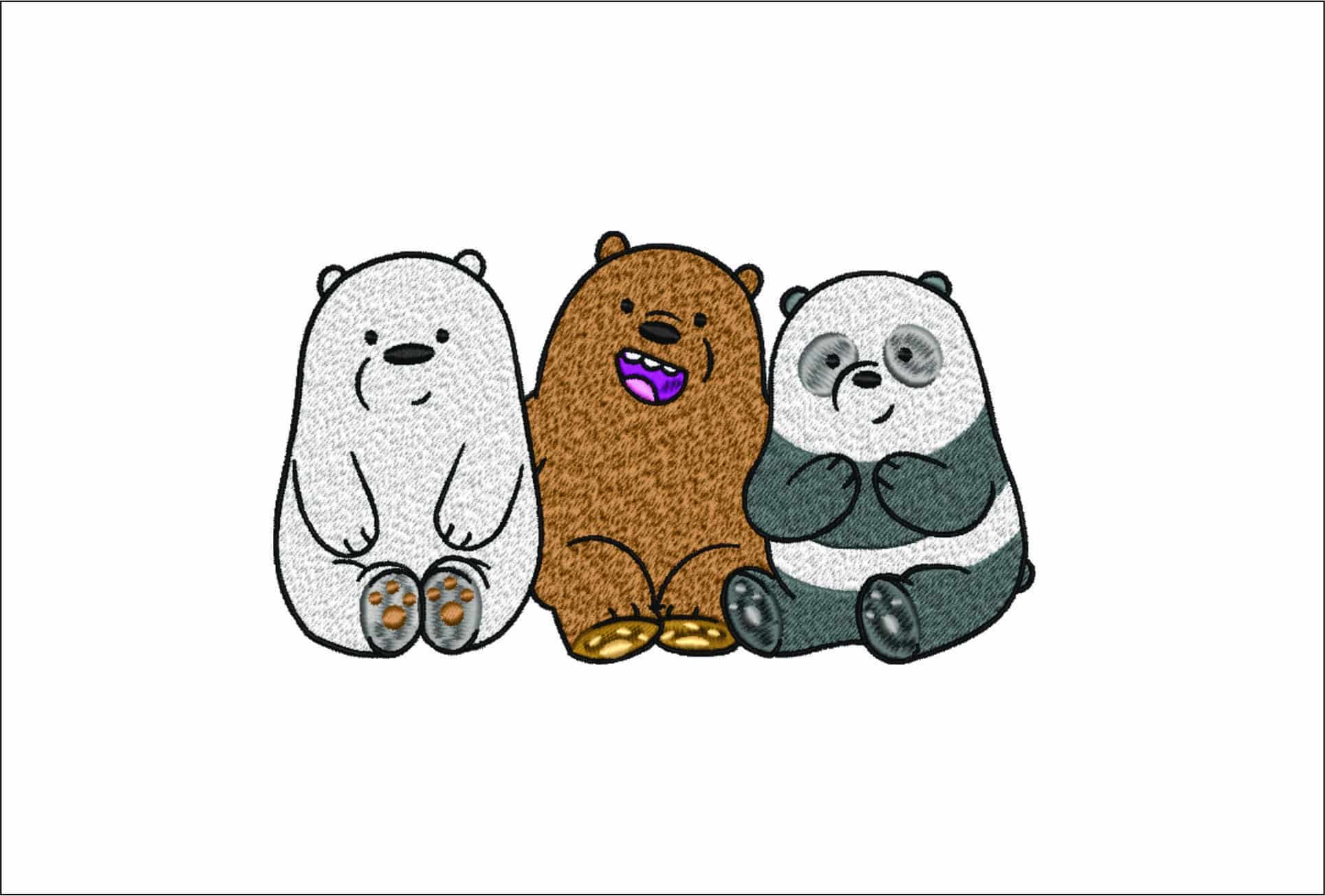 3 Bears Polar Brown Panda- Elegant embroidery design file - instant download