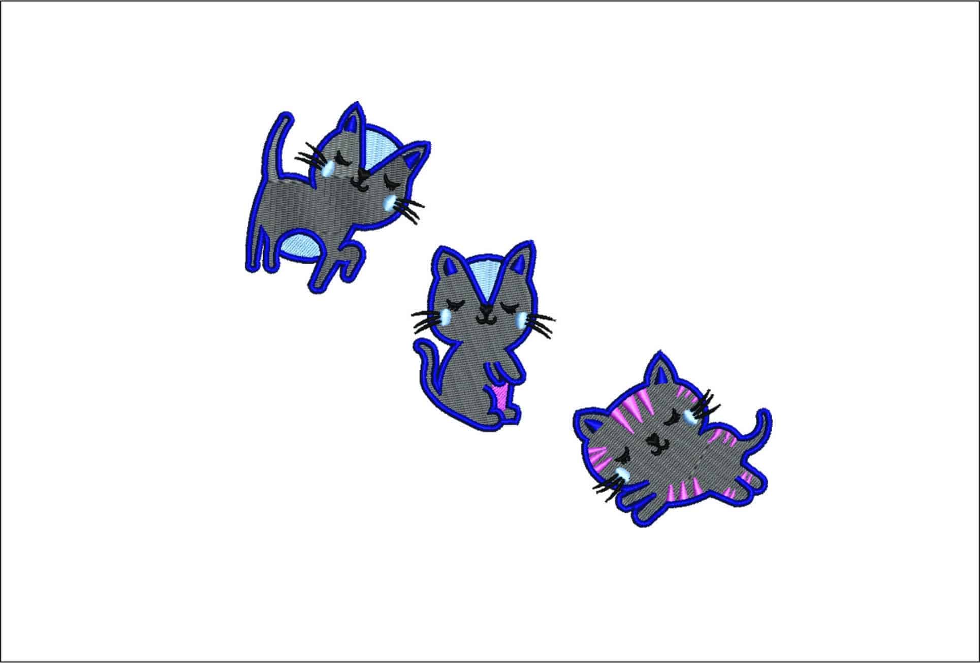 3 Little Cats- Elegant embroidery design file - instant download
