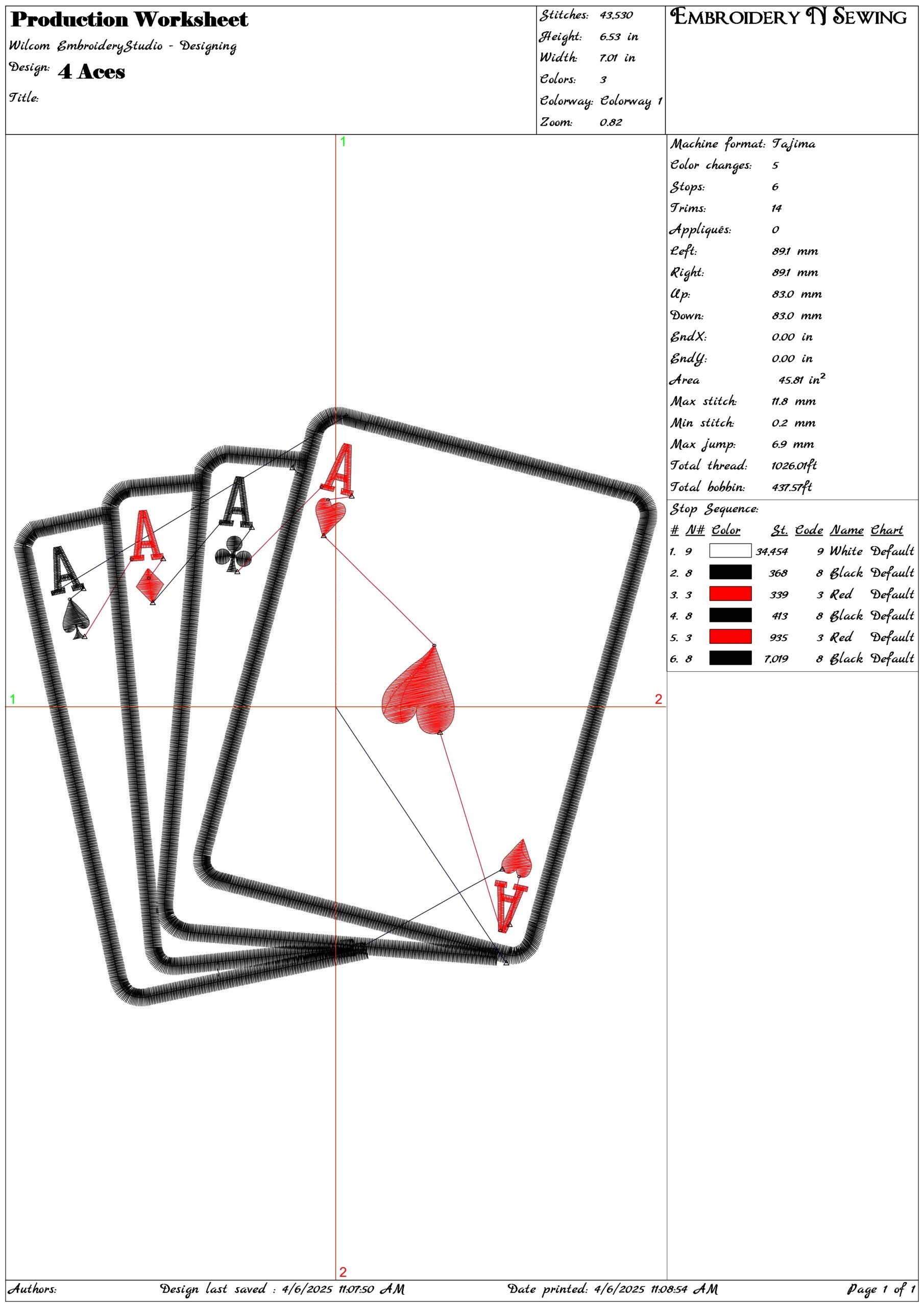 4 Aces- Elegant embroidery design file - instant download — view 3