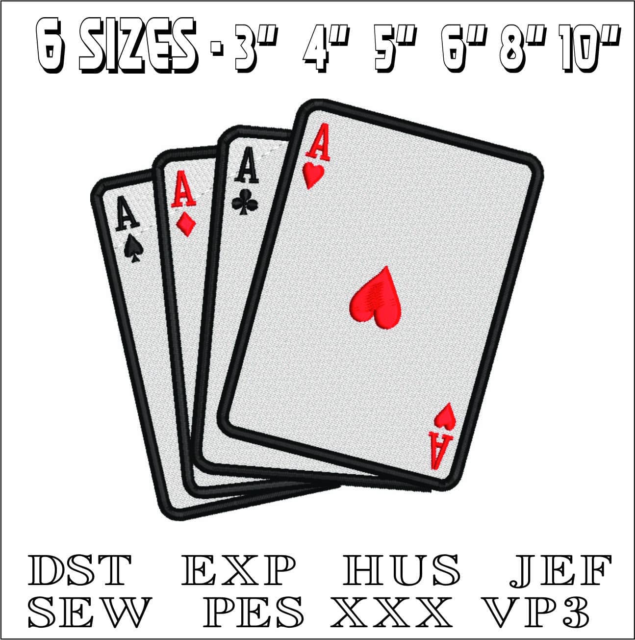 4 Aces- Elegant embroidery design file - instant download — view 2