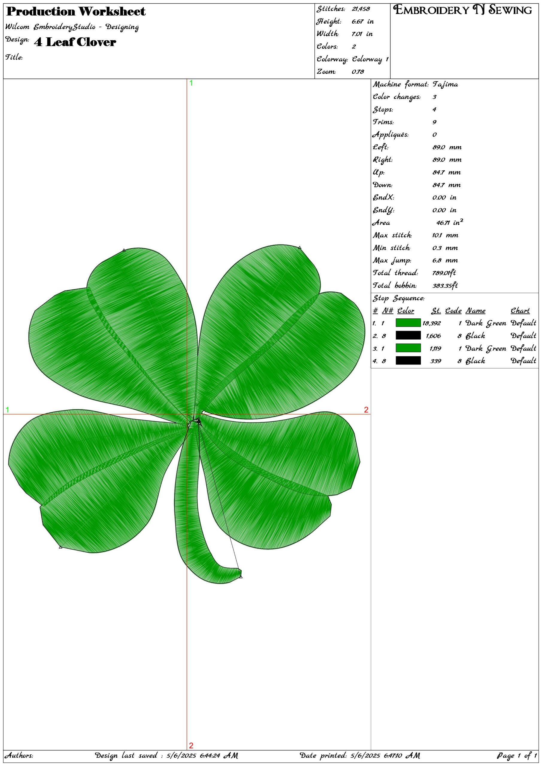 4 Leaf Clover- Elegant embroidery design file - instant download — view 3